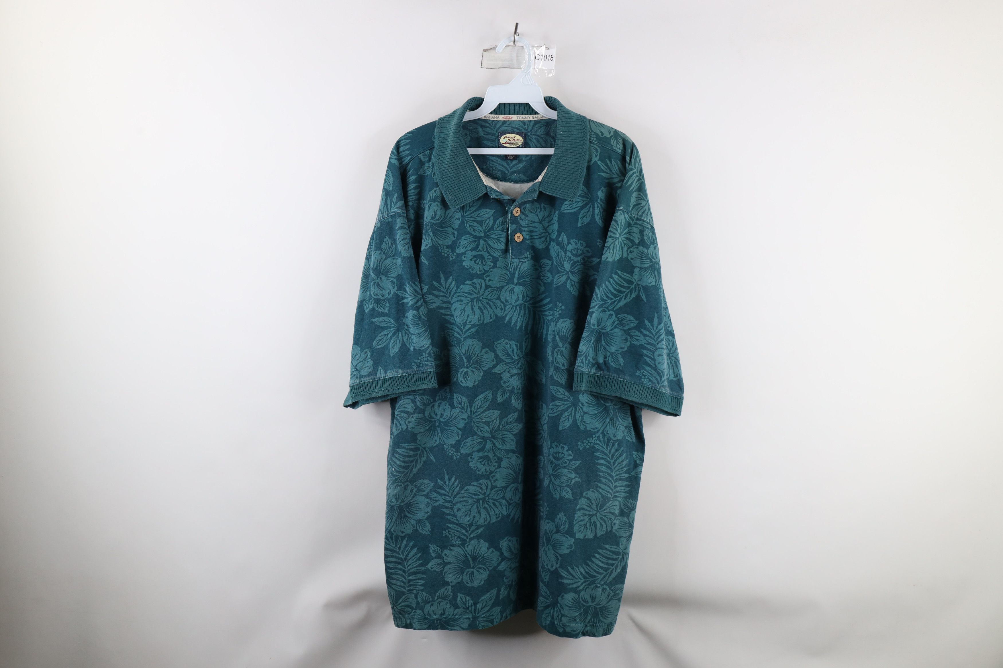 Tommy Bahama × Vintage Vintage Tommy Bahama All Over Print Golf Polo Shirt Teal Size US XL / EU 56 / 4 - 1 Thumbnail