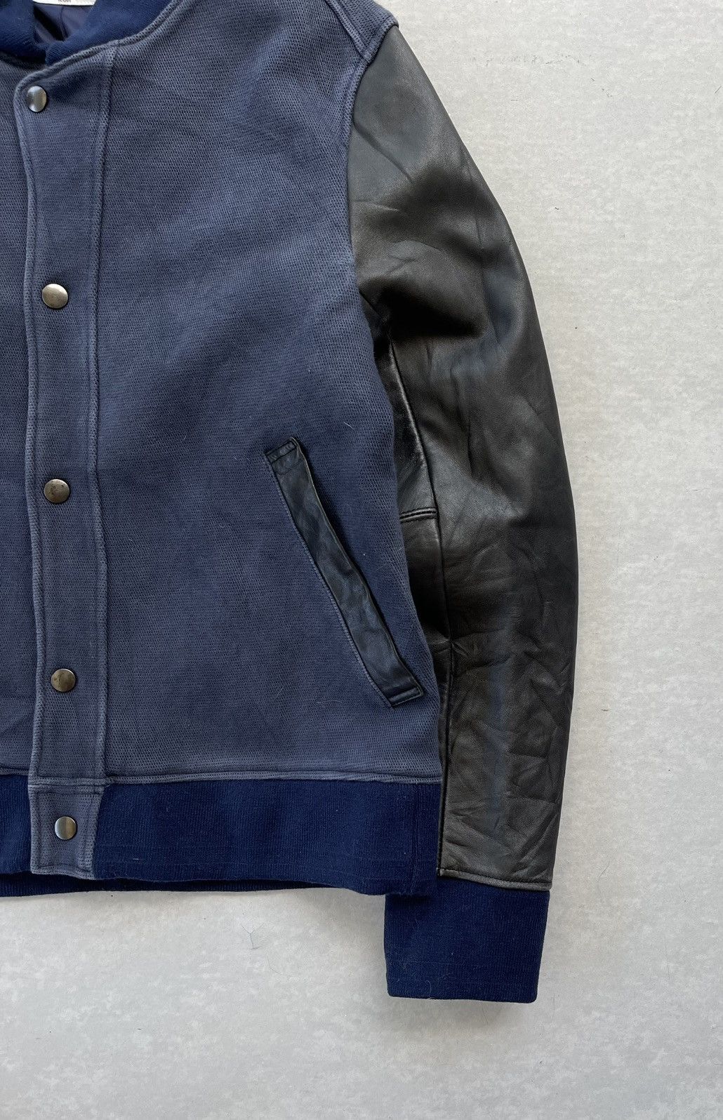 If Six Was Nine × Japanese Brand × Le Grande Bleu (L.G.B.) 🔥Vintage Shama Japan Leather Sleeve Hybrid Jacket Size US S / EU 44-46 / 1 - 7 Thumbnail