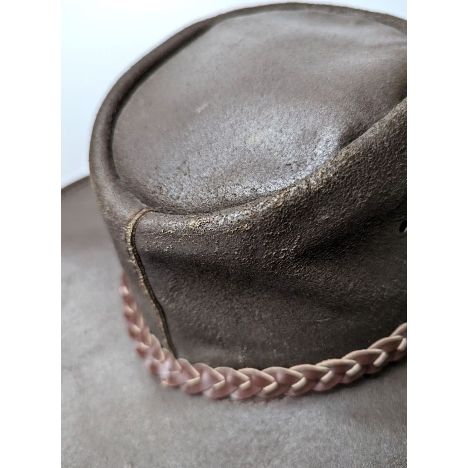 Vintage Purely Outback Purely Australian Lather Cowboy Hat Size S Mens Brown Cowboy Hat Size ONE SIZE - 5 Thumbnail