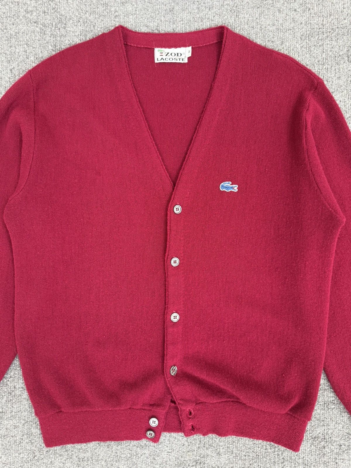 Izod Vintage IZOD Lacoste Cardigan Maroon 80s Preppy M Size US M / EU 48-50 / 2 - 2 Thumbnail