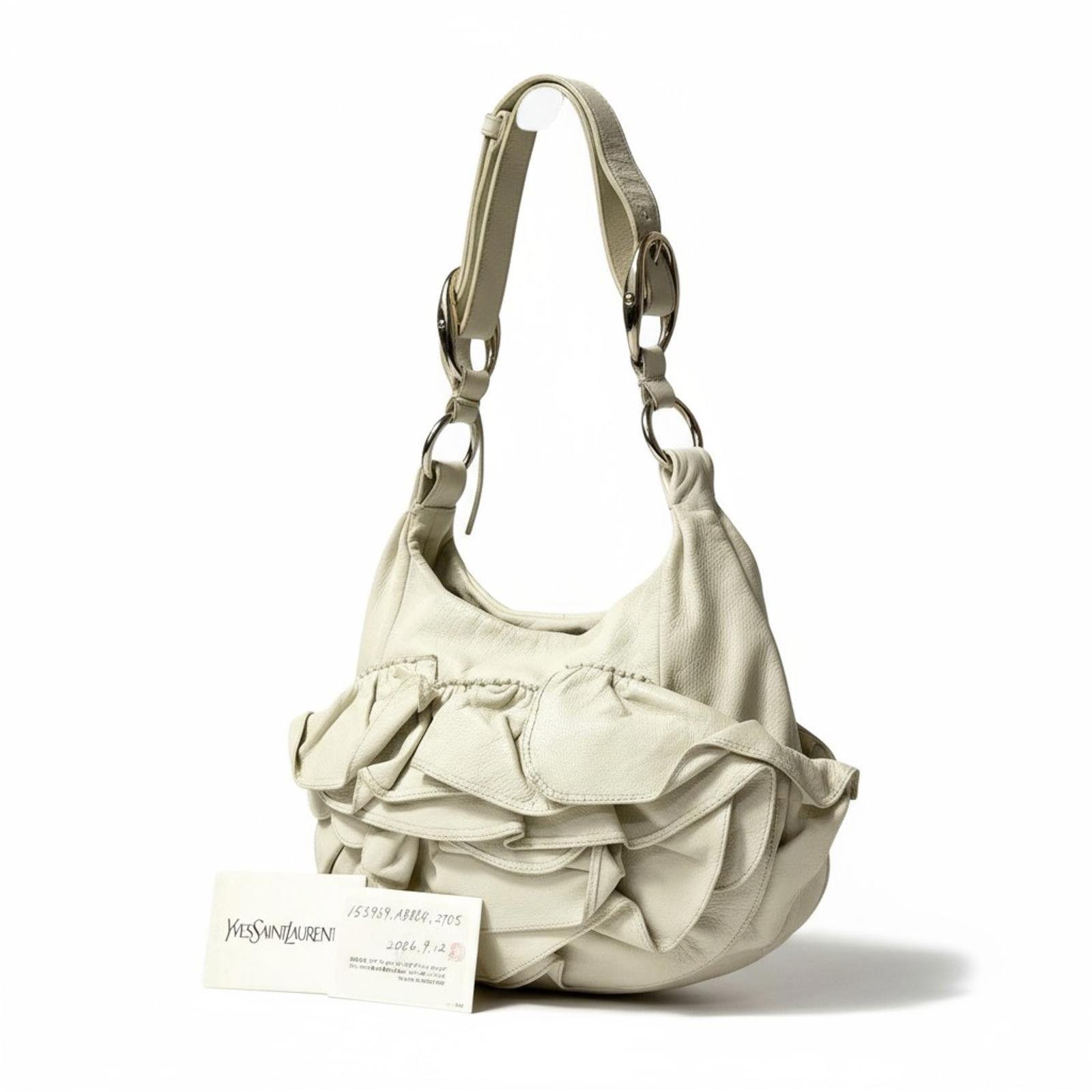 Yves Saint Laurent Yves Saint Laurent - Women's Ruffled Leather Handbag Size ONE SIZE - 1 Thumbnail