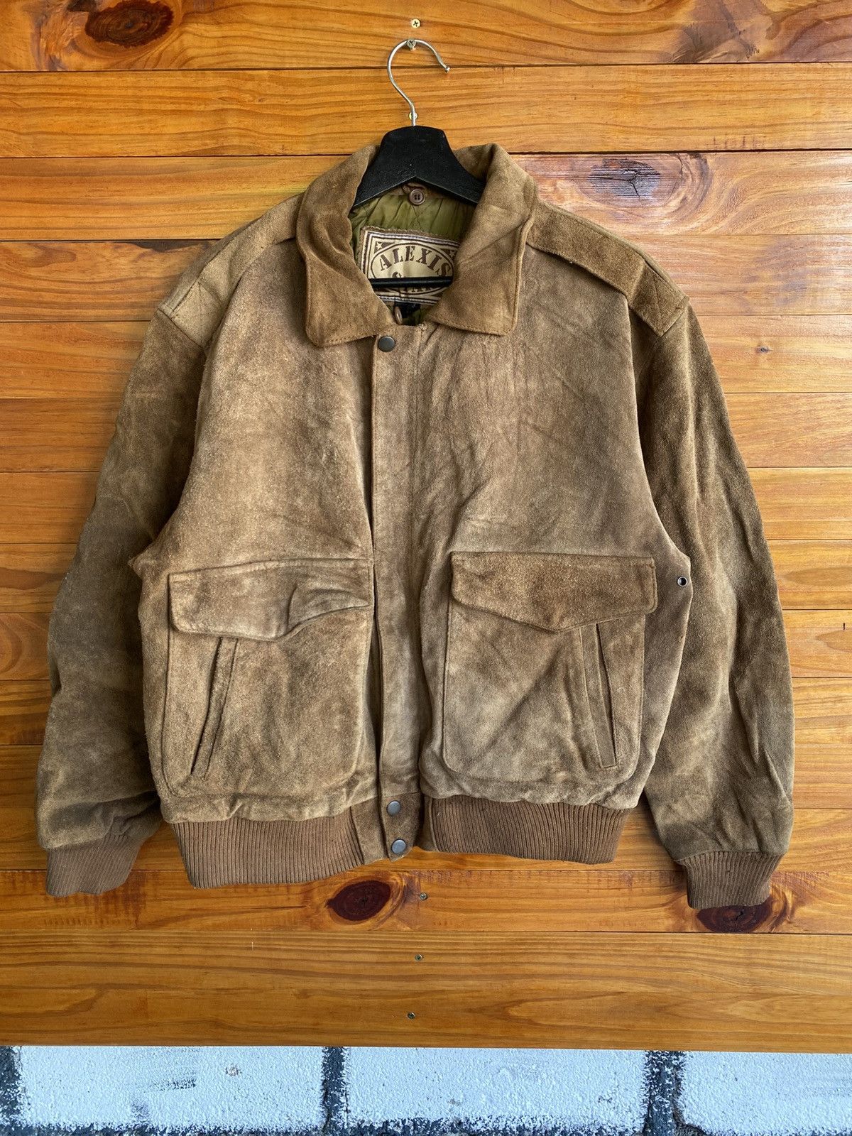 Vintage Vintage 90s Alexis Star Suede Leather Bomber Jacket Size US L / EU 52-54 / 3 - 3 Thumbnail