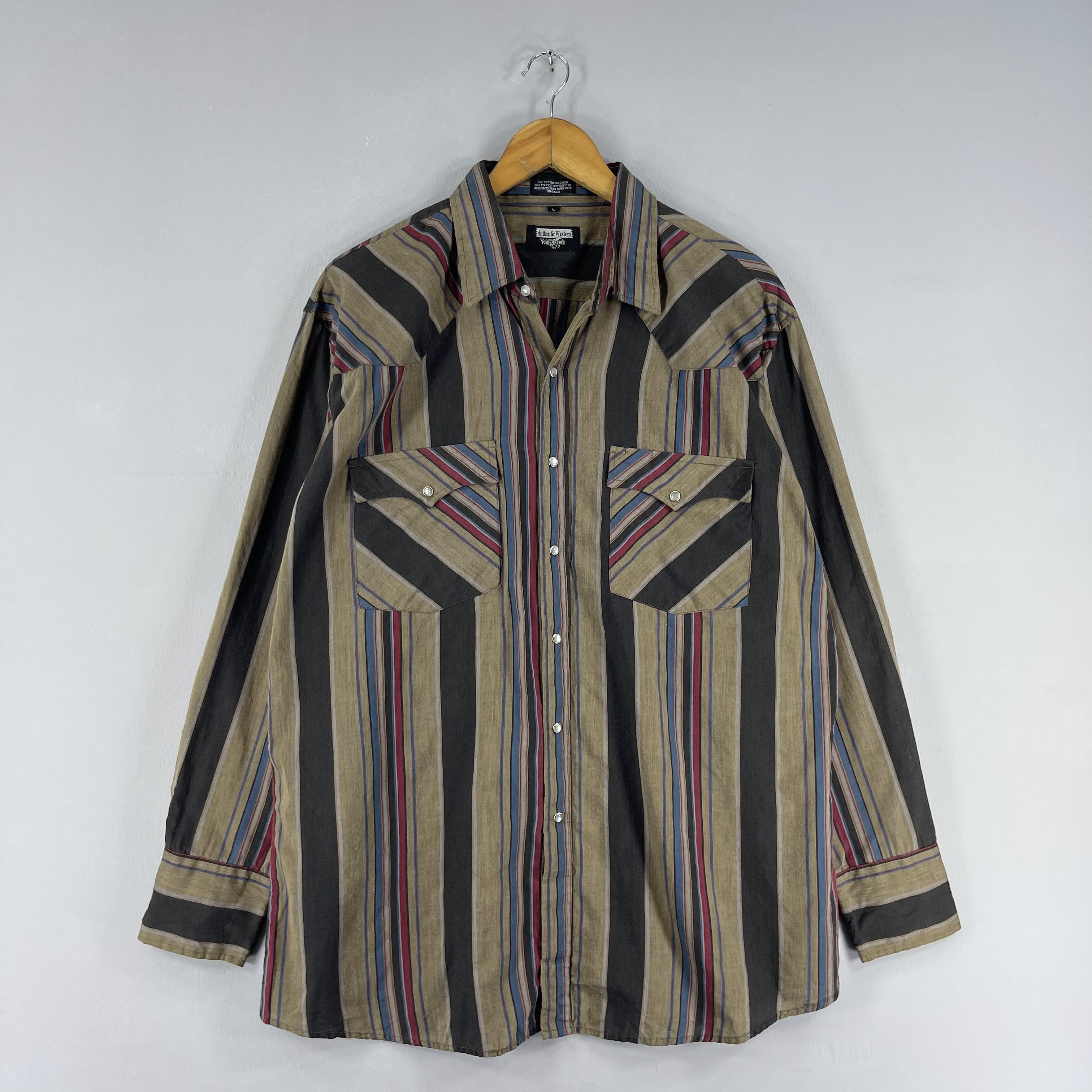 Vintage Vintage YOUNG BLOODS Multi Stripes Retro Style Western Shirt Size US L / EU 52-54 / 3 - 3 Thumbnail