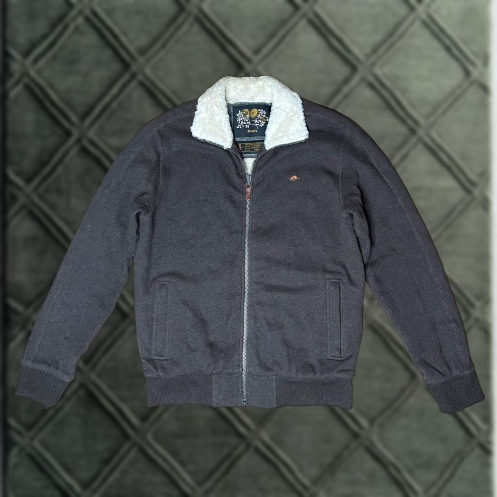 VINTAGE Roots Canada Men's Small Bomber Jacket 80s 90s Retro Brown