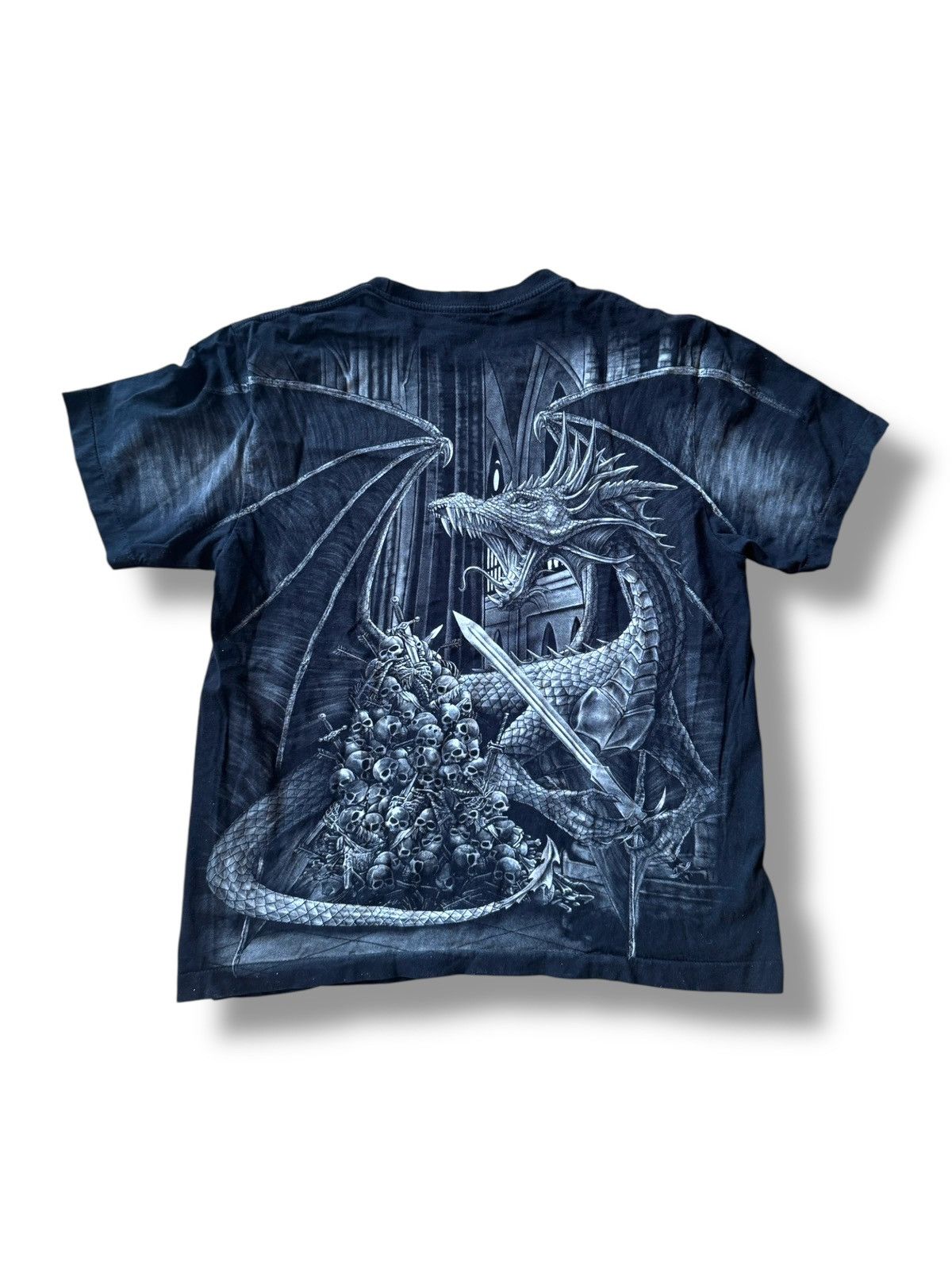Liquid Blue *RARE* 90s VINTAGE LIQUID BLUE DRAGON LAIR SKULL DEATH GOTH Size US L / EU 52-54 / 3 - 7 Thumbnail