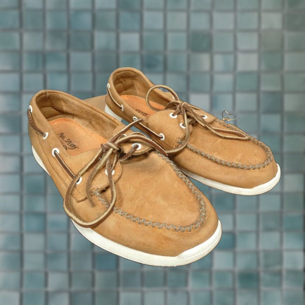 Sperry Top Sider Brown Leather Boat Shoes Mens 12M (Size Large)