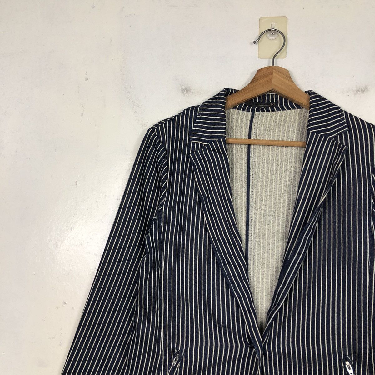 Indigo 📌Vintage Denim Indigo Striped Design Hickory B7 Issey Miyake Size US M / EU 48-50 / 2 - 9 Thumbnail