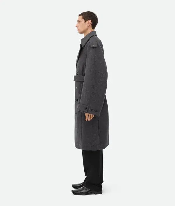 Bottega Veneta o1bcso1str0226 Double Face Wool Trench Coat in Gray Size US M / EU 48-50 / 2 - 2 Thumbnail