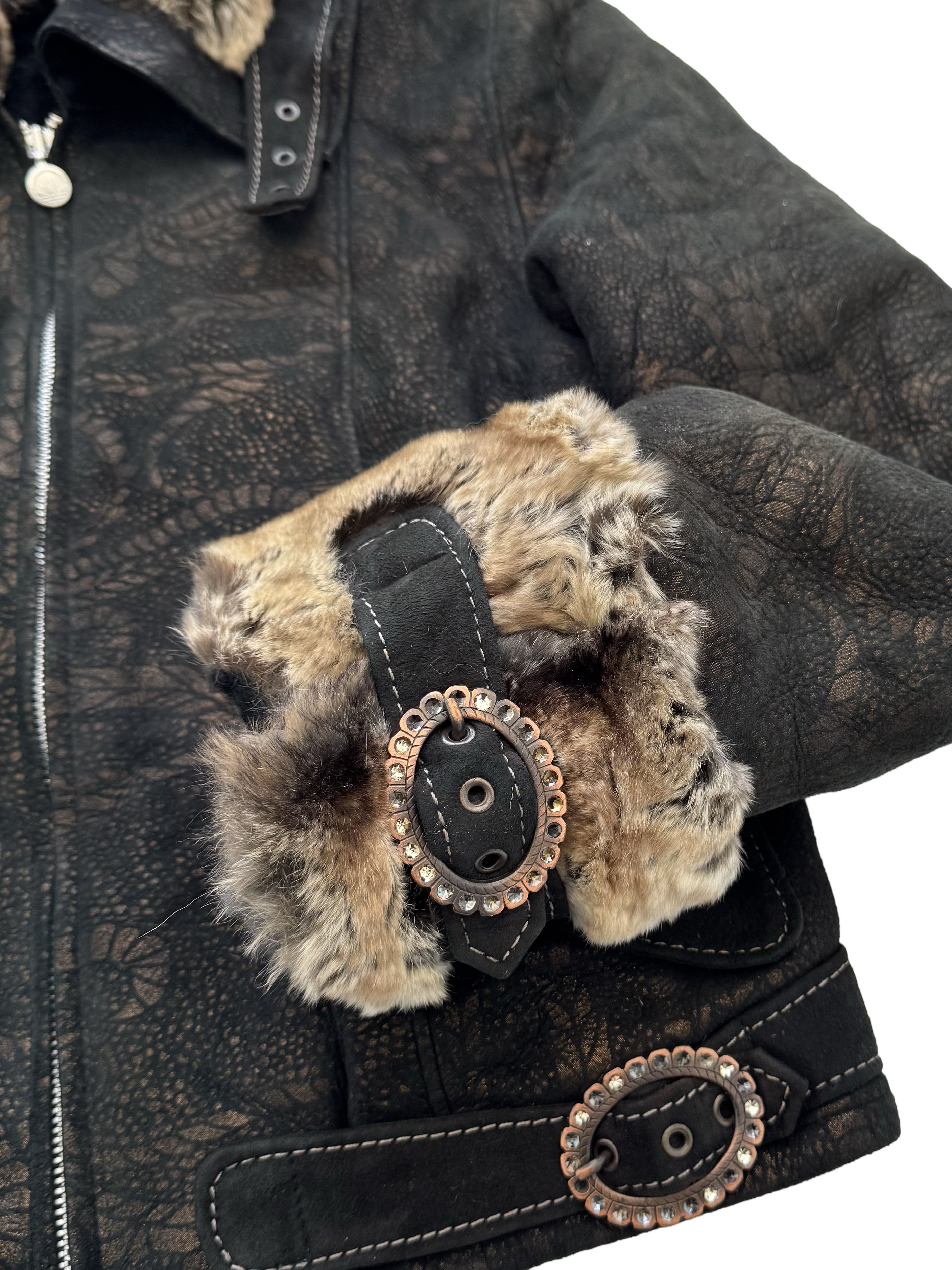 Vintage Vintage Real Sheepskin Cropped Jacket With Straps Size L / US 10 / IT 46 - 10 Thumbnail