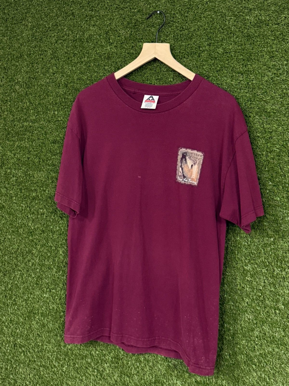 Vintage Vintage Alstyle Christ Christian Prayer Burgundy Tee Large Size US L / EU 52-54 / 3 - 3 Thumbnail