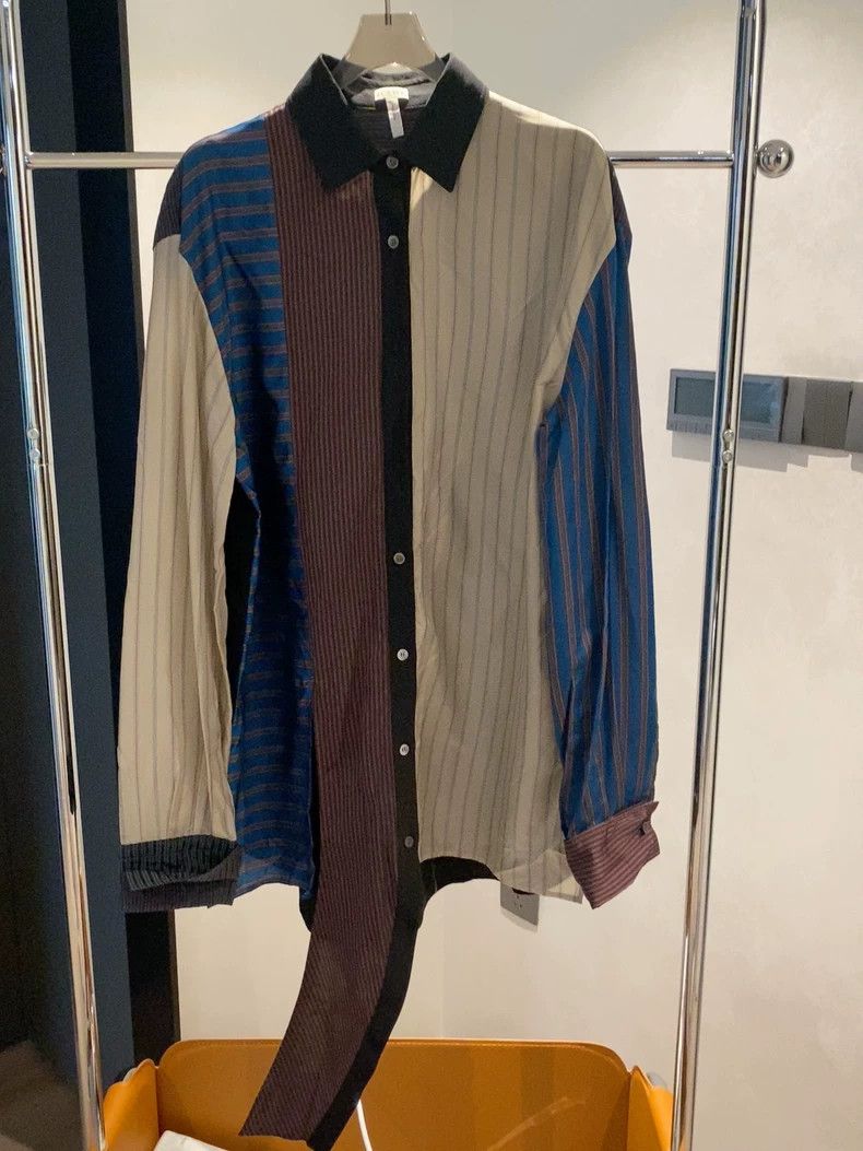 Loewe LOEWE Striped Silk Button-Up Shirt - dmc Size US M / EU 48-50 / 2 - 1 Thumbnail