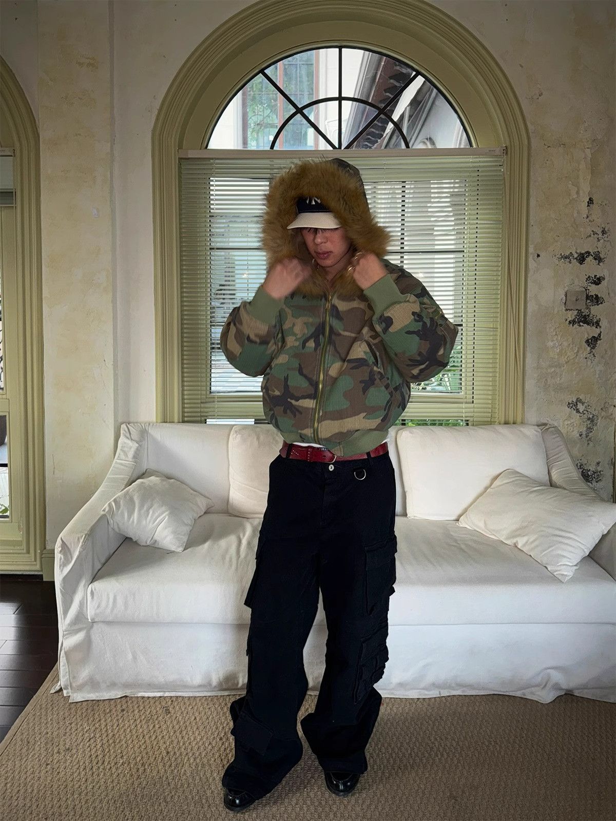 Japanese Brand Camouflage Fur Hooded Bomber Jacket, Military Style Size US M / EU 48-50 / 2 - 3 Thumbnail