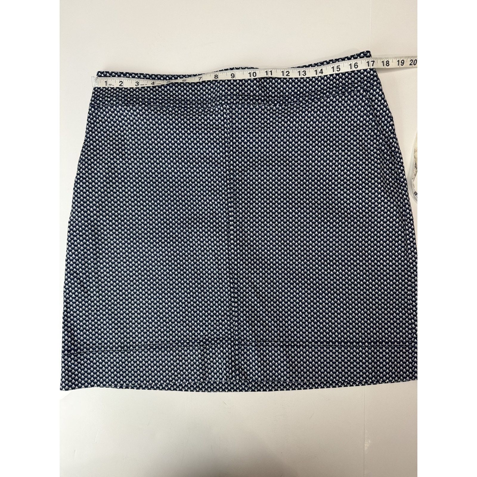 Talbots Talbots Petites 14P Navy Print Stretch Skirt Classic Preppy Size 34" / US 12 / IT 48 - 3 Thumbnail