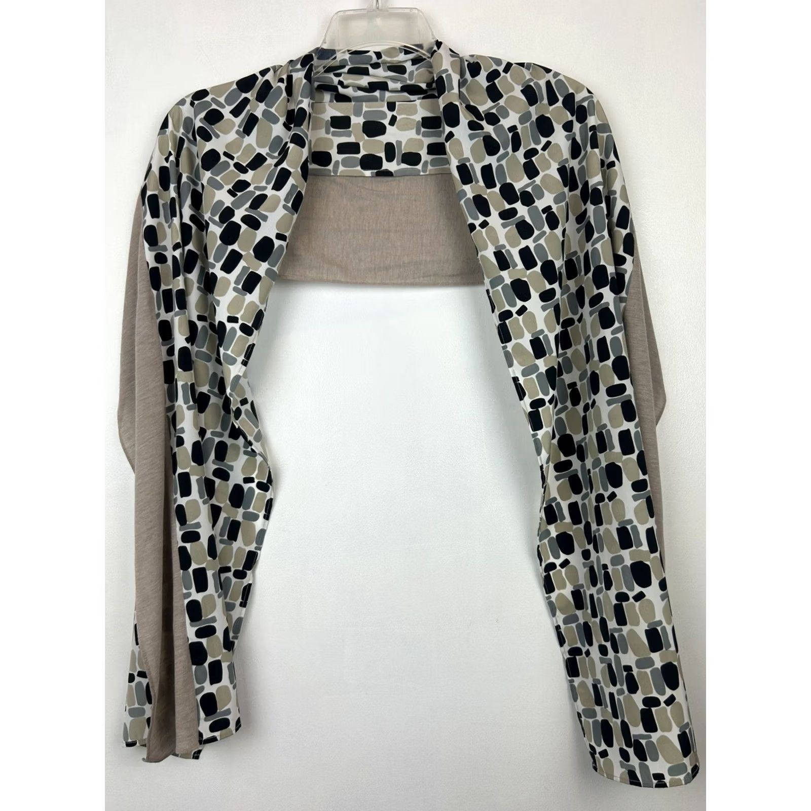 Vintage Echo Scarf Rectangle Beige Geometric Print 70" x 16" Unique Womens Size ONE SIZE - 2 Thumbnail