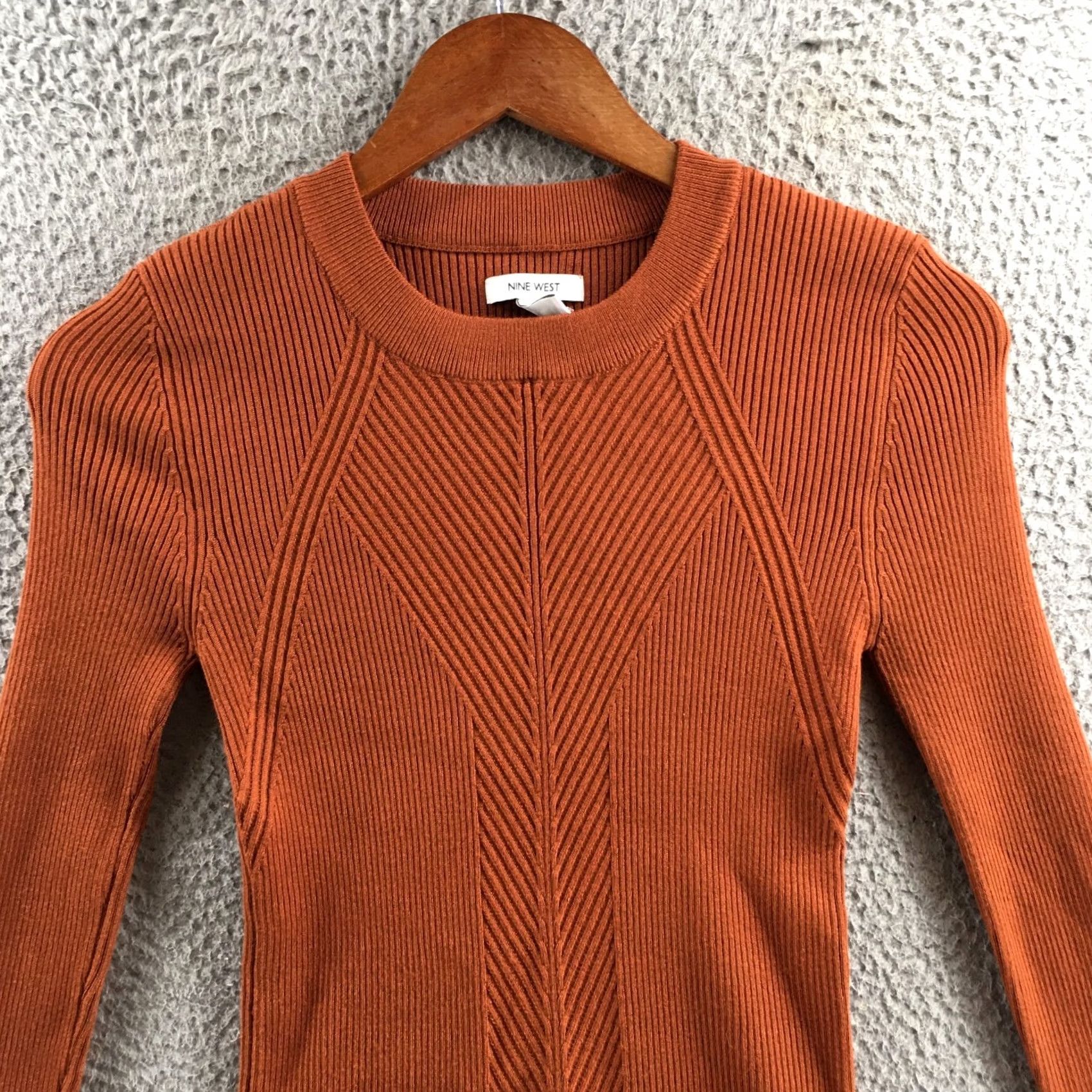 Nine West Nine West Sweater Womens MD Rust Solid Brown Crewneck Knit Long Sleeve Pullover Size M / US 6-8 / IT 42-44 - 2 Thumbnail