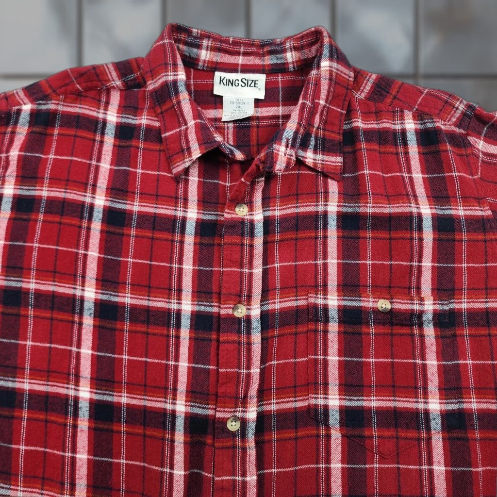 Vintage KingSize Flannel Shirt Mens 2XL Tall Long Sleeve Button Up Casual Workwear Size US XXL / EU 58 / 5 - 1 Thumbnail