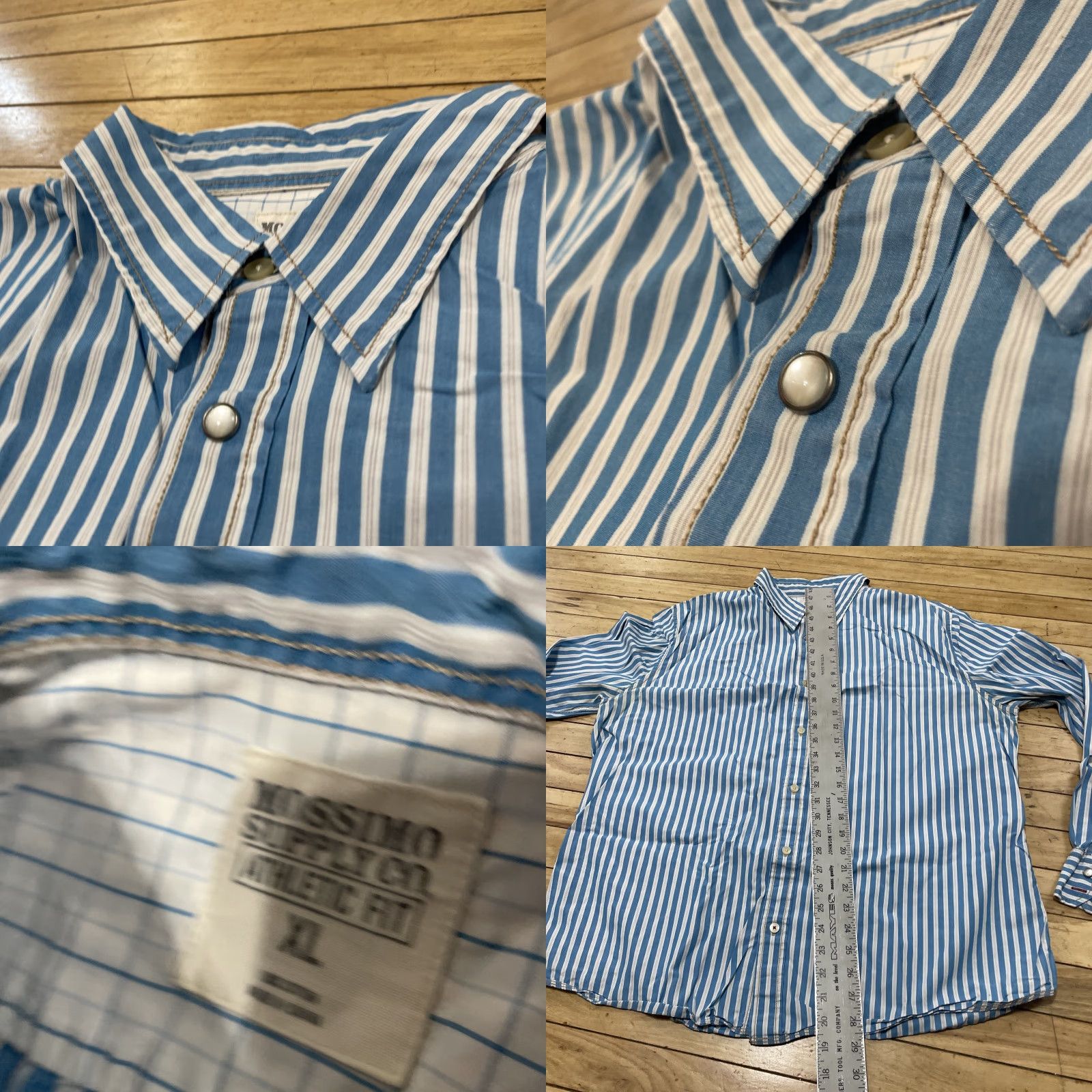Mossimo Mossimo Supply Co Button-Up Shirt Men XL Athletic Blue Vertical Stripe Vintage Y2k Western Preppy Casual Button Front Size US XL / EU 56 / 4 - 11 Thumbnail