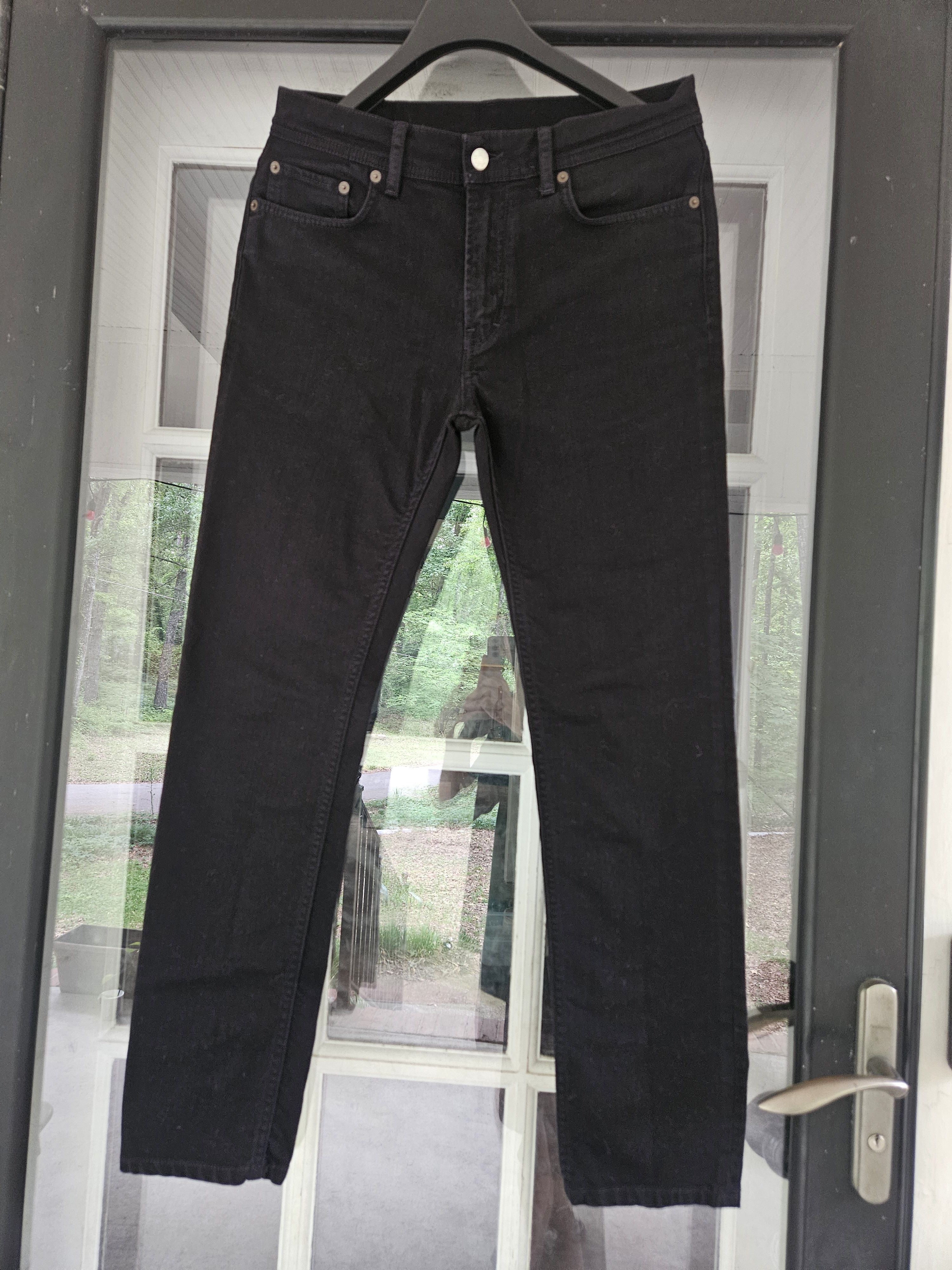 Acne Studios River Stay Black Leather Back Patch Denim Jeans Size US 32 / EU 48 - 1 Thumbnail