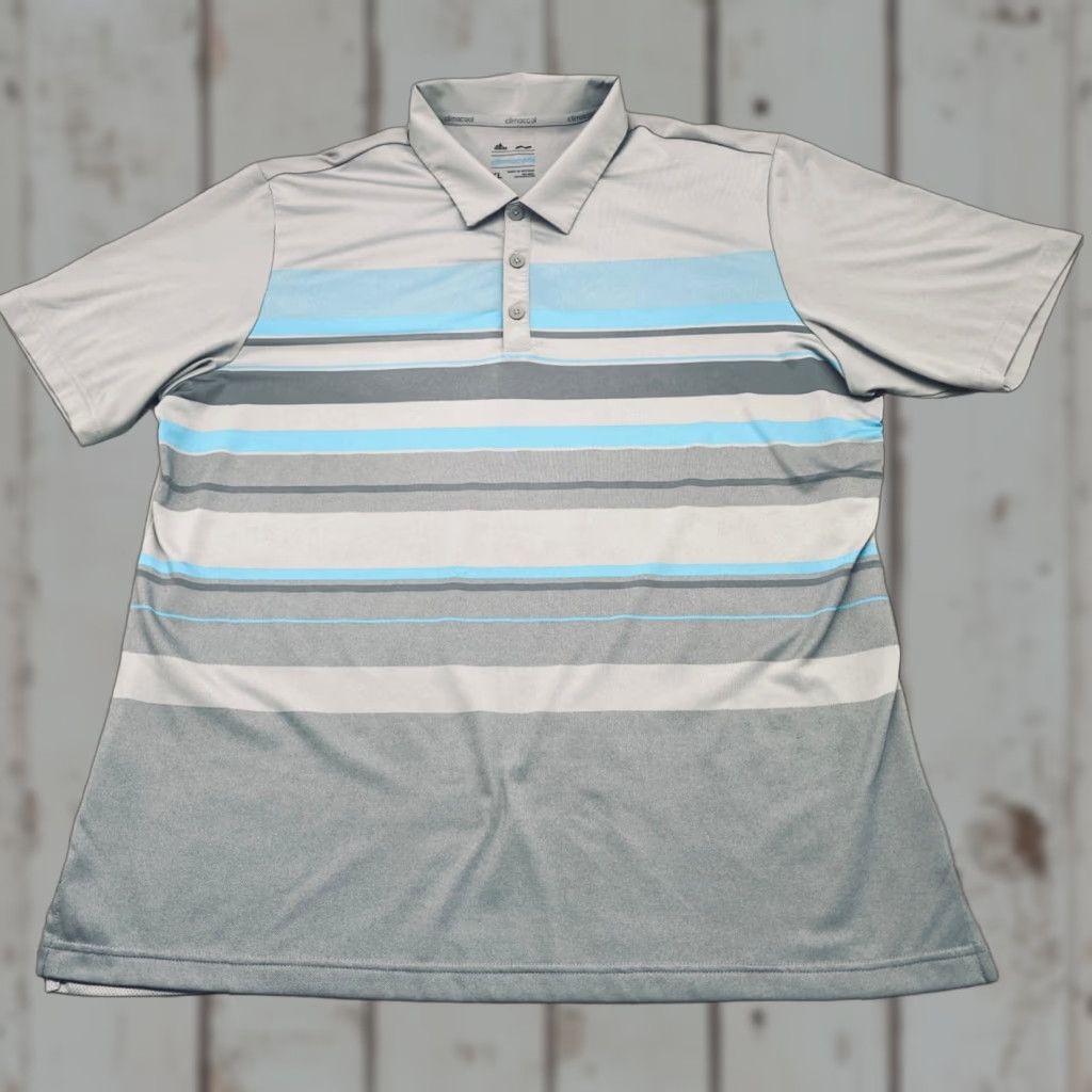 Adidas Adidas Climacool Polo Shirt Mens XL Gray Blue Striped Short Sleeve Shirt Polo - Adidas Climacool - Mens XL - Multicolor Stripe Shirt Size US XL / EU 56 / 4 - 1 Thumbnail