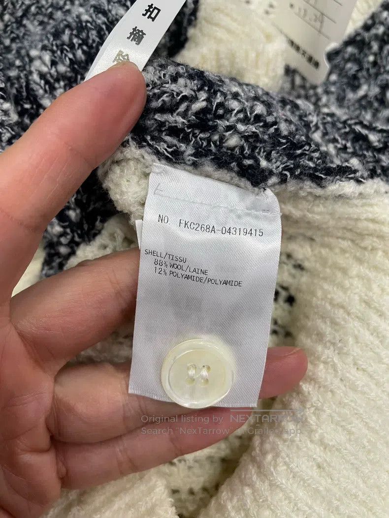 Thom Browne Thom Browne White and Black Color Block Openwork Knit Card Size XS / US 0-2 / IT 36-38 - 4 Thumbnail