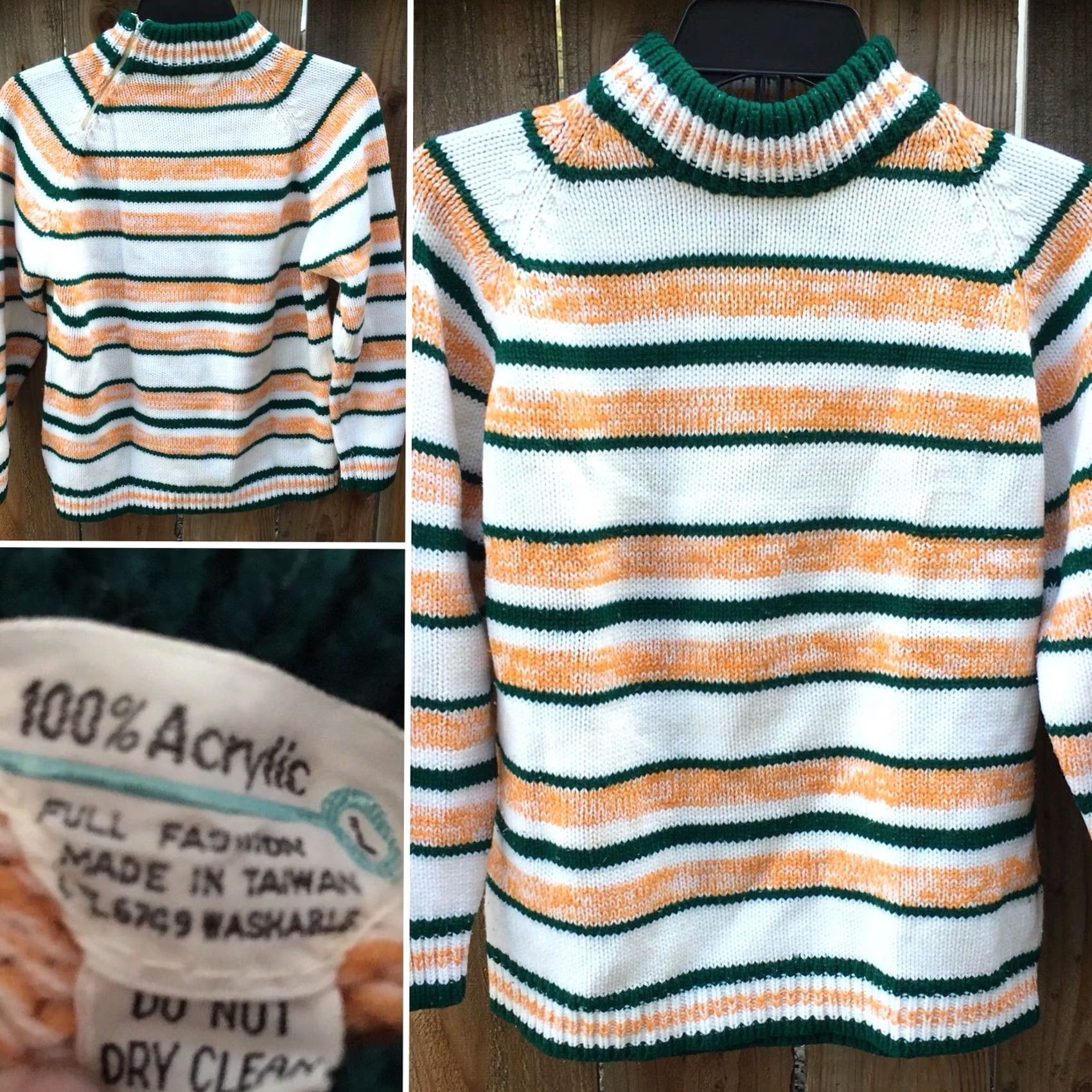 Vintage VINTAGE Sweater Zipper Neck Striped Acrylic Made In Taiwan L Size L / US 10 / IT 46 - 4 Thumbnail