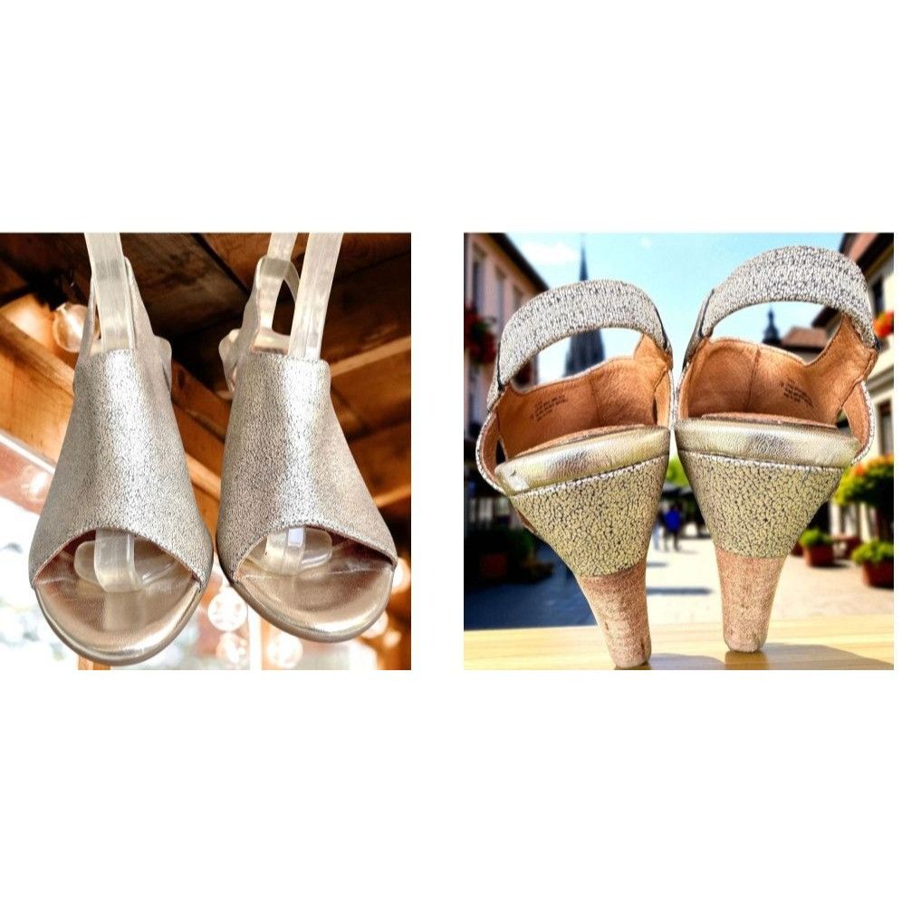 Other Softt Heels 7M Gold Metallic Peep Toe Slingbacks Leather Upp Size US 7 / IT 37 - 4 Thumbnail
