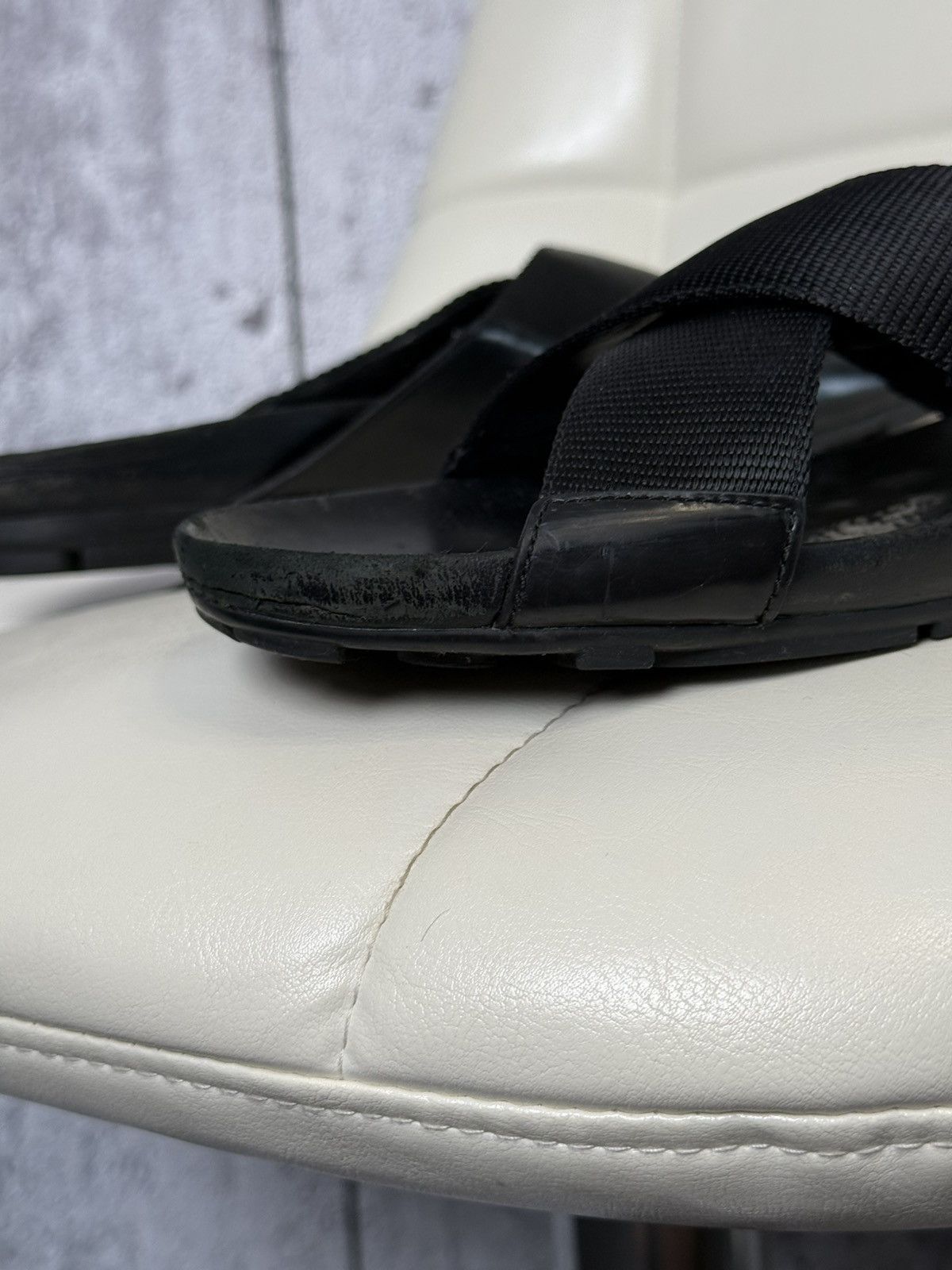 Prada Prada Sport Black Cross Strap Slide Men’s Sandals Metal Logo Size US 11.5 / EU 44-45 - 14 Thumbnail