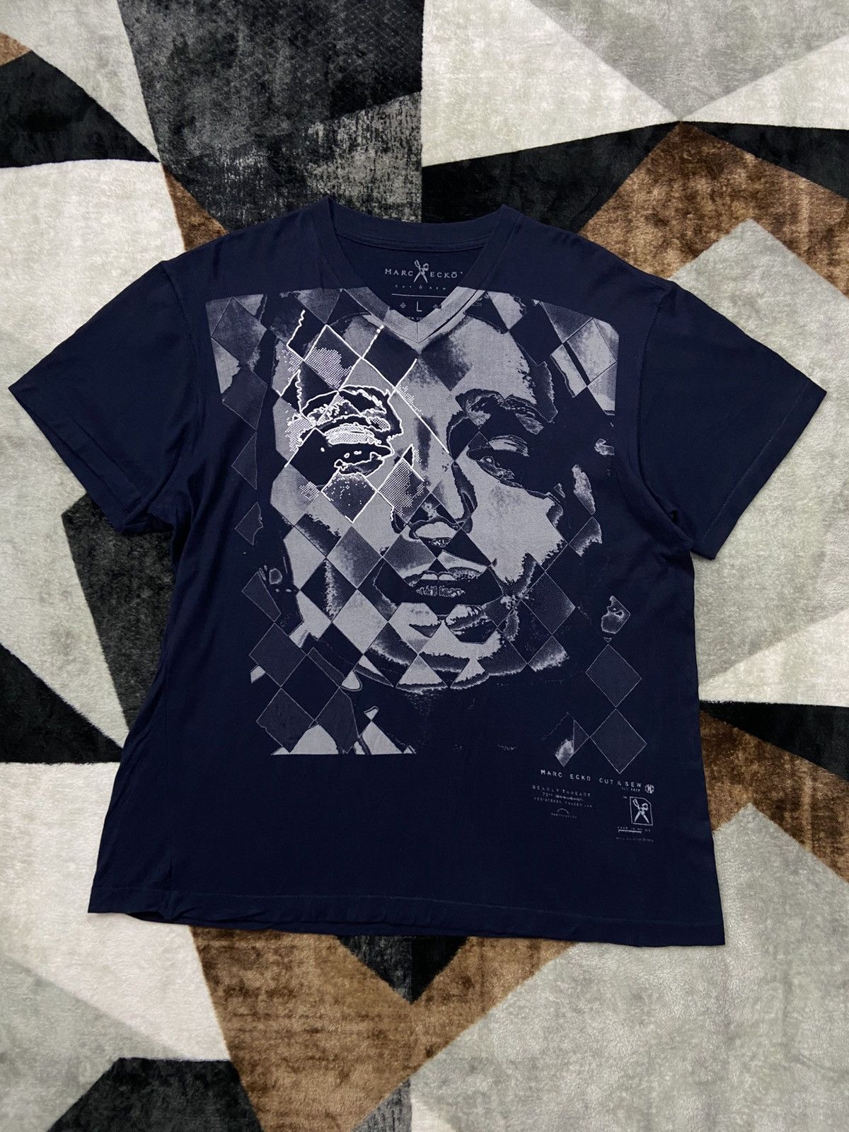 Ecko Unltd. × Marc Ecko Marc Ecko Cut & Sew Reflective Face Printed Navy Tee Size US L / EU 52-54 / 3 - 2 Thumbnail