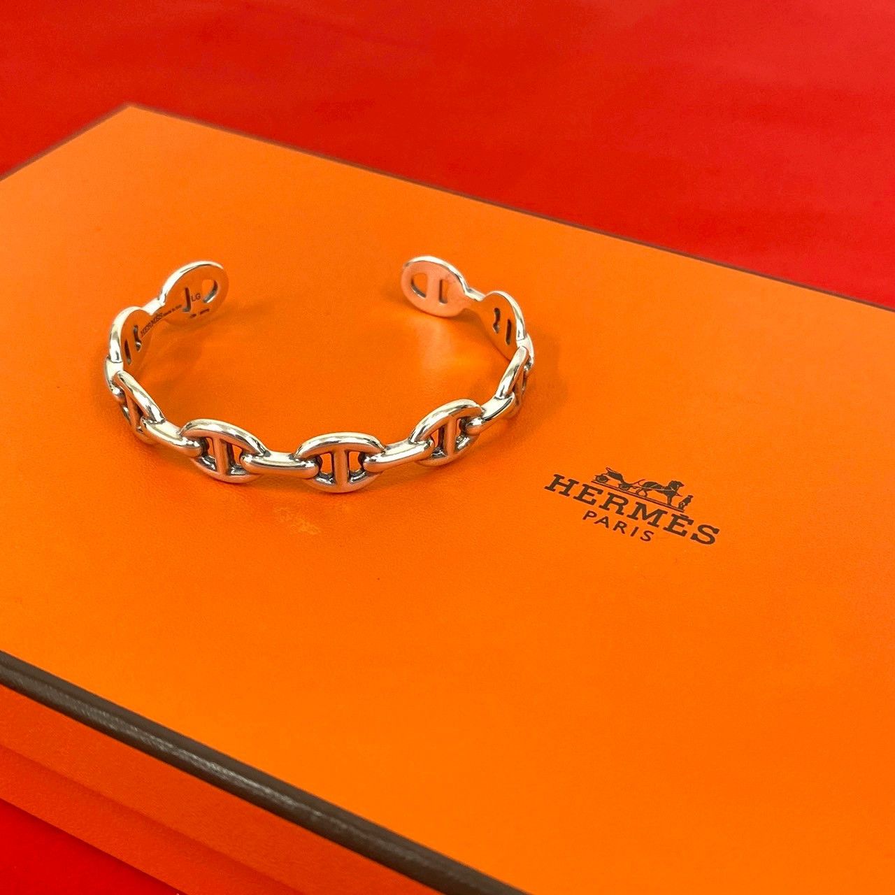 Hermes Hermes Hermès ANCHENE Silver925 Bracelet Size 17 Precious Metal Bangle DUTY FREE for USA Size ONE SIZE - 1 Thumbnail