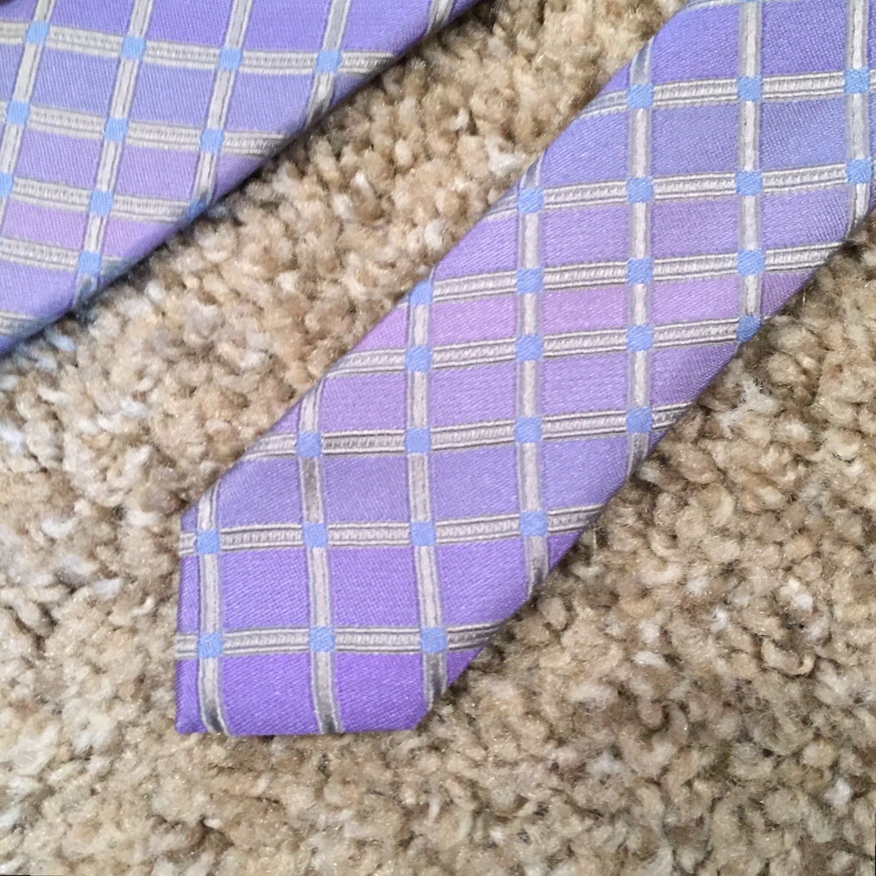 Kenneth Cole Kenneth Cole Reaction Purple Check 100% Silk Neck Tie Size ONE SIZE - 7 Thumbnail