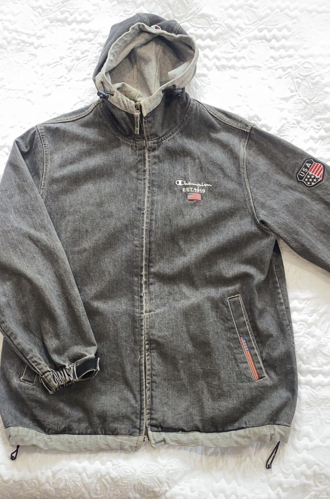 image of Vintage Champion Zip Jacket in Grey, Women's (Size XL)