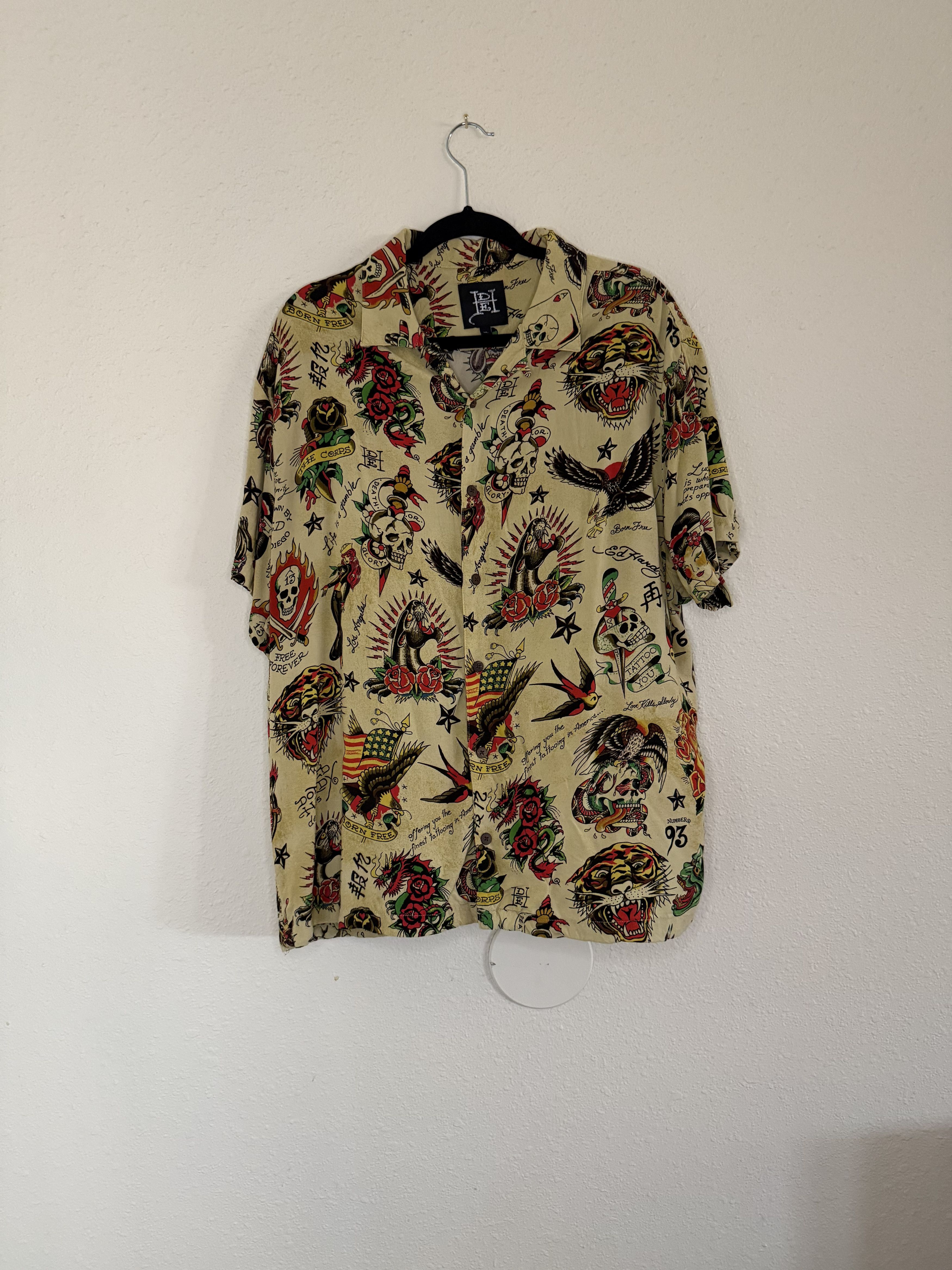 Ed Hardy Camp Button Up Shirt - Flash Print Size US XL / EU 56 / 4 - 1 Thumbnail