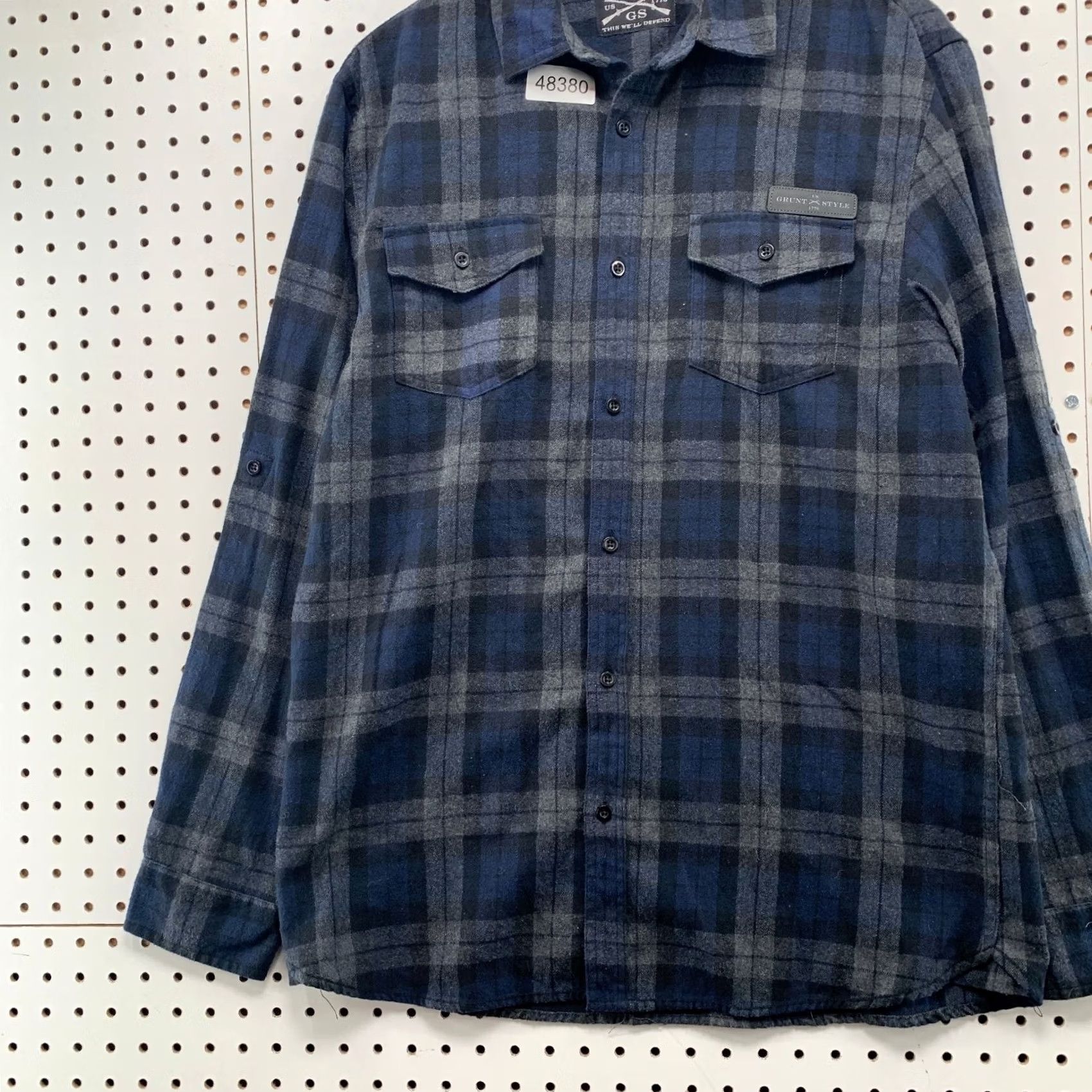 Vintage Grunt Style Flannel Button Shirt Mens Large Blue Plaid Long Sleeve Outdoor Size US L / EU 52-54 / 3 - 5 Thumbnail