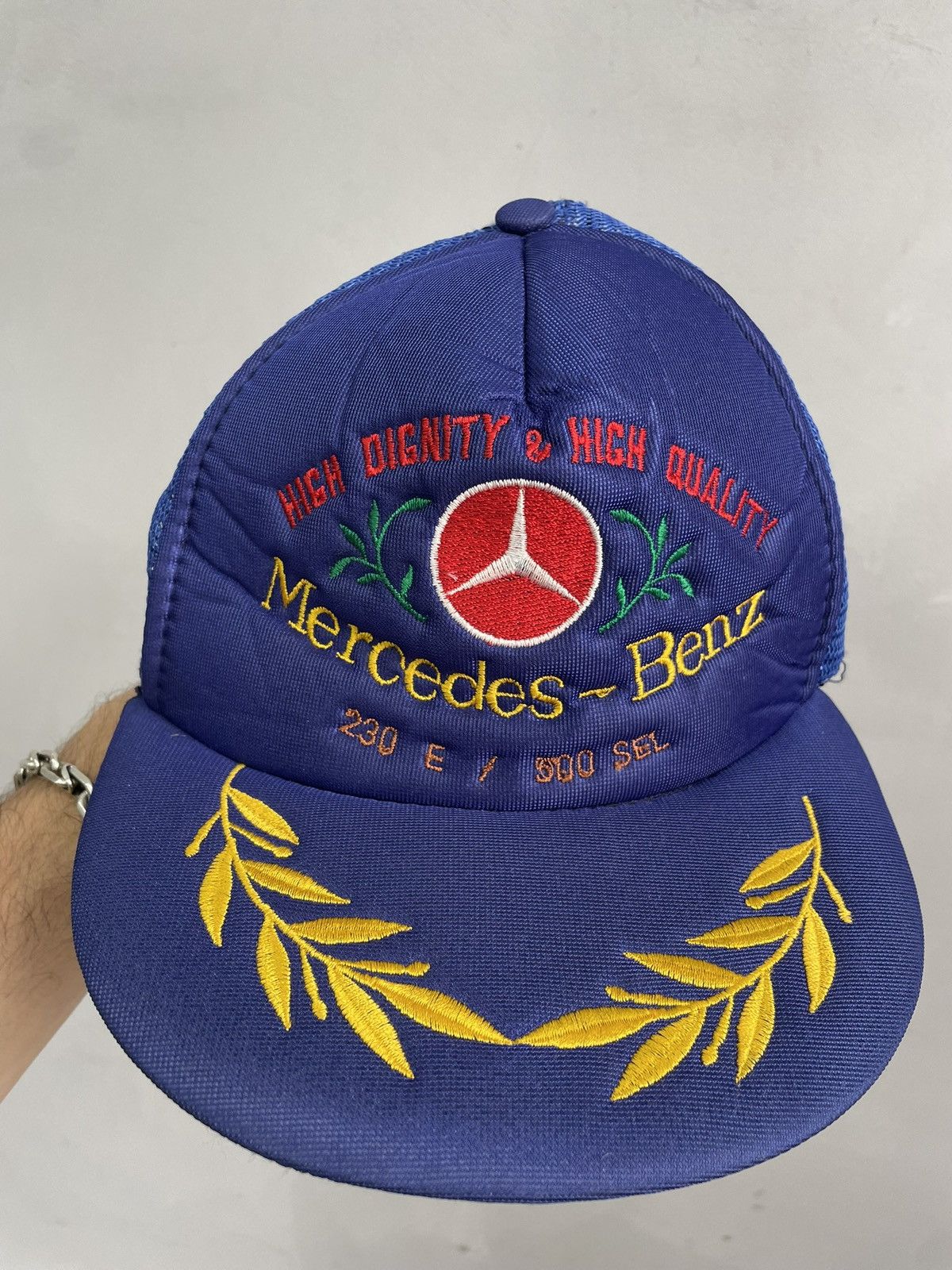 Mercedes-Benz VINTAGE RARE RETRO BLUE MERCEDES BENZ HYPE CAP HAT Y2K Size ONE SIZE - 4 Thumbnail
