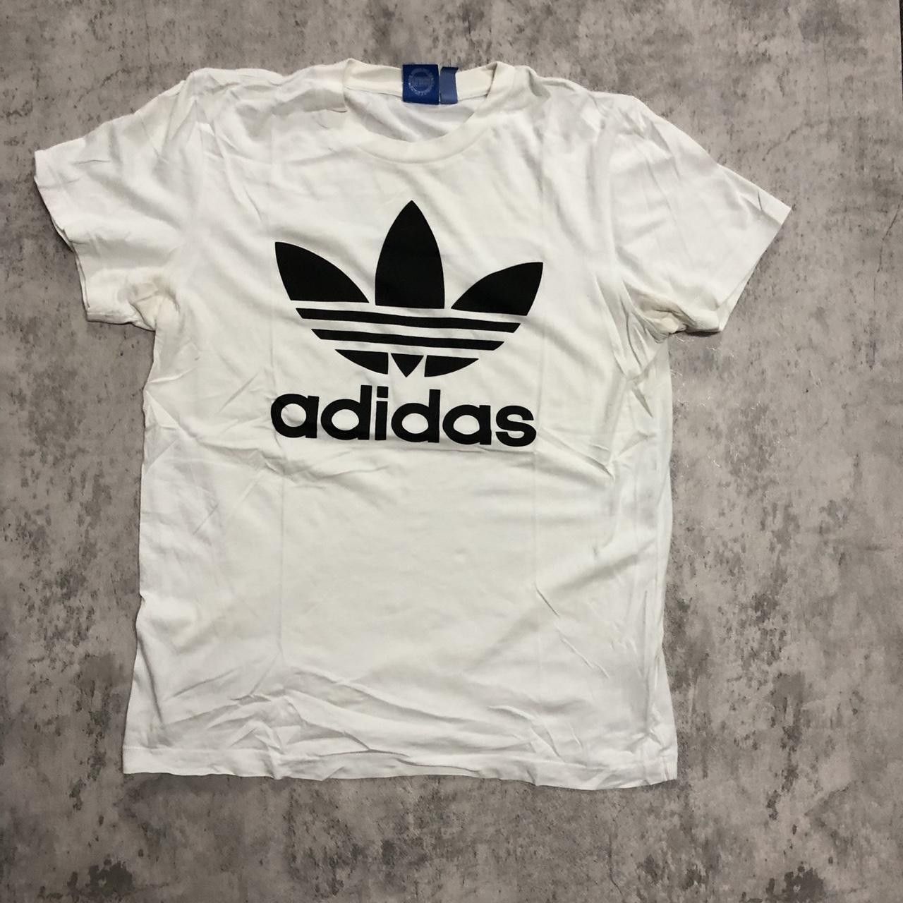 Adidas White Adidas T-shirt with black logo Size US S / EU 44-46 / 1 - 1 Thumbnail