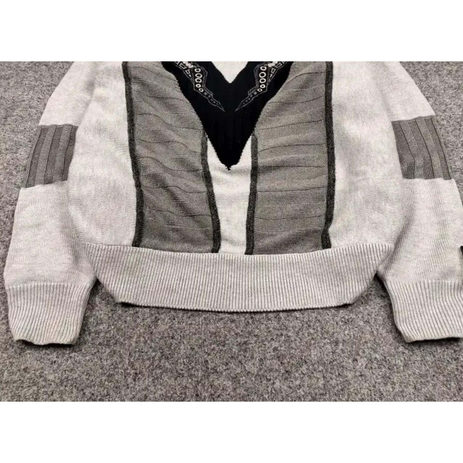 Carlo Colucci VINTAGE Carlo Colucci Gray Pattern Knit Sweater Mens L Gray 90s Knit Crew Neck Pullover Classic Patterned Knit Sweater Size US L / EU 52-54 / 3 - 4 Thumbnail