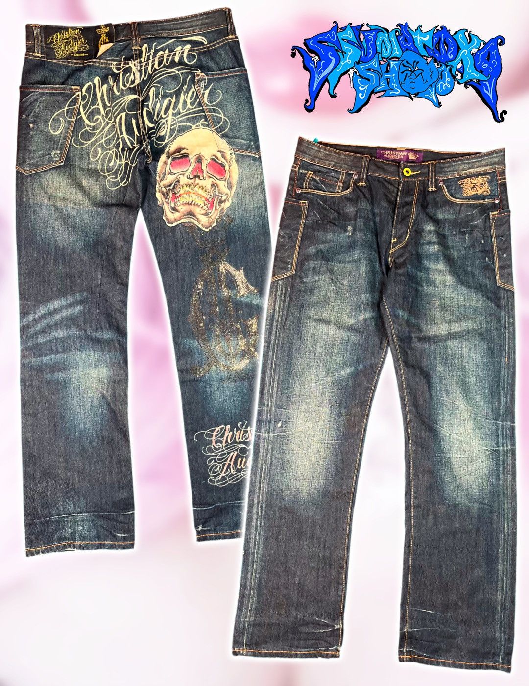 Christian Audigier Christian Audigier Jeans Skull Graphic Big Back Print Wide Size US 32 / EU 48 - 1 Thumbnail