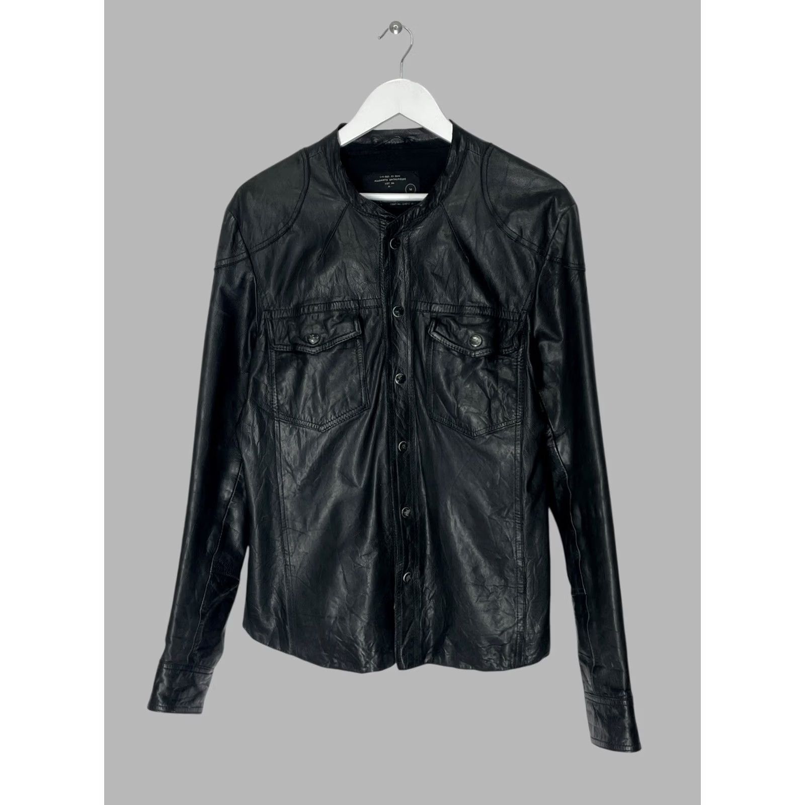 Allsaints AllSaints Jacket Mens Bomber Leather Size M Black Size US M / EU 48-50 / 2 - 2 Thumbnail