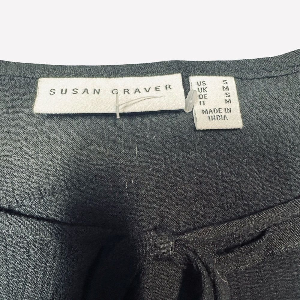 Other New Susan Graver Rayon Crepe Flutter Sleeve Black Tunic A48 Size S / US 4 / IT 40 - 8 Thumbnail