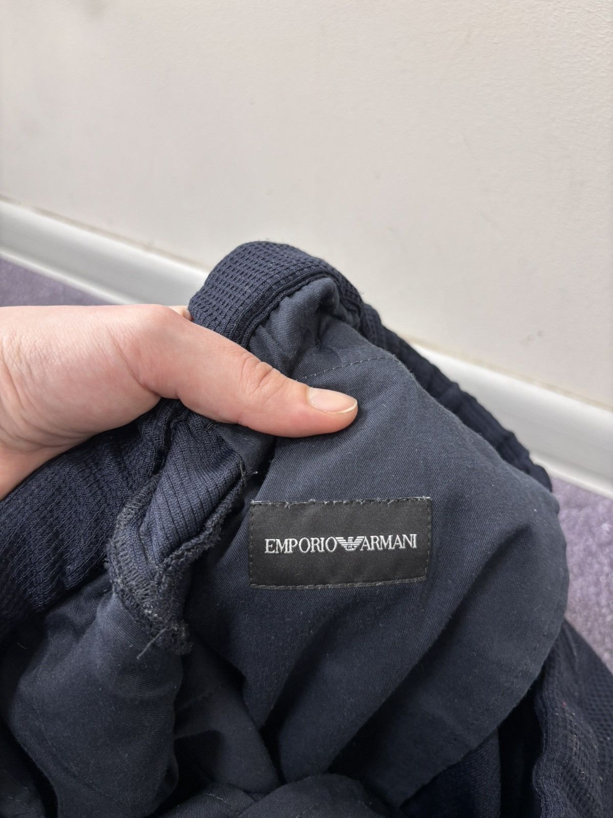 Emporio Armani Emporio Armani Men’s Textured Navy Blue Elastic Waist Pants Size US 36 / EU 52 - 11 Thumbnail