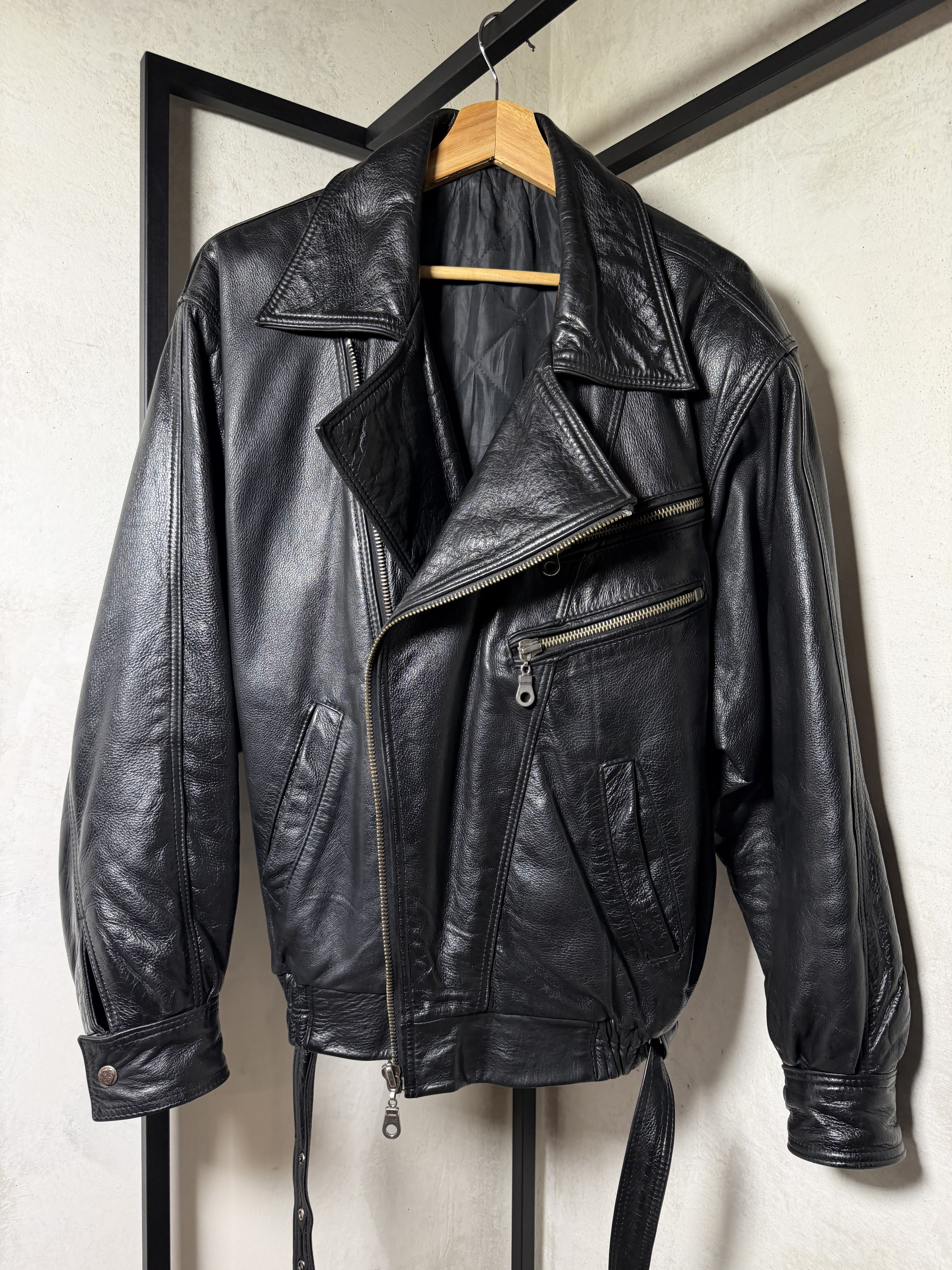 Genuine Leather Genuine Leather Bikers Black Jacket Size US XL / EU 56 / 4 - 2 Thumbnail