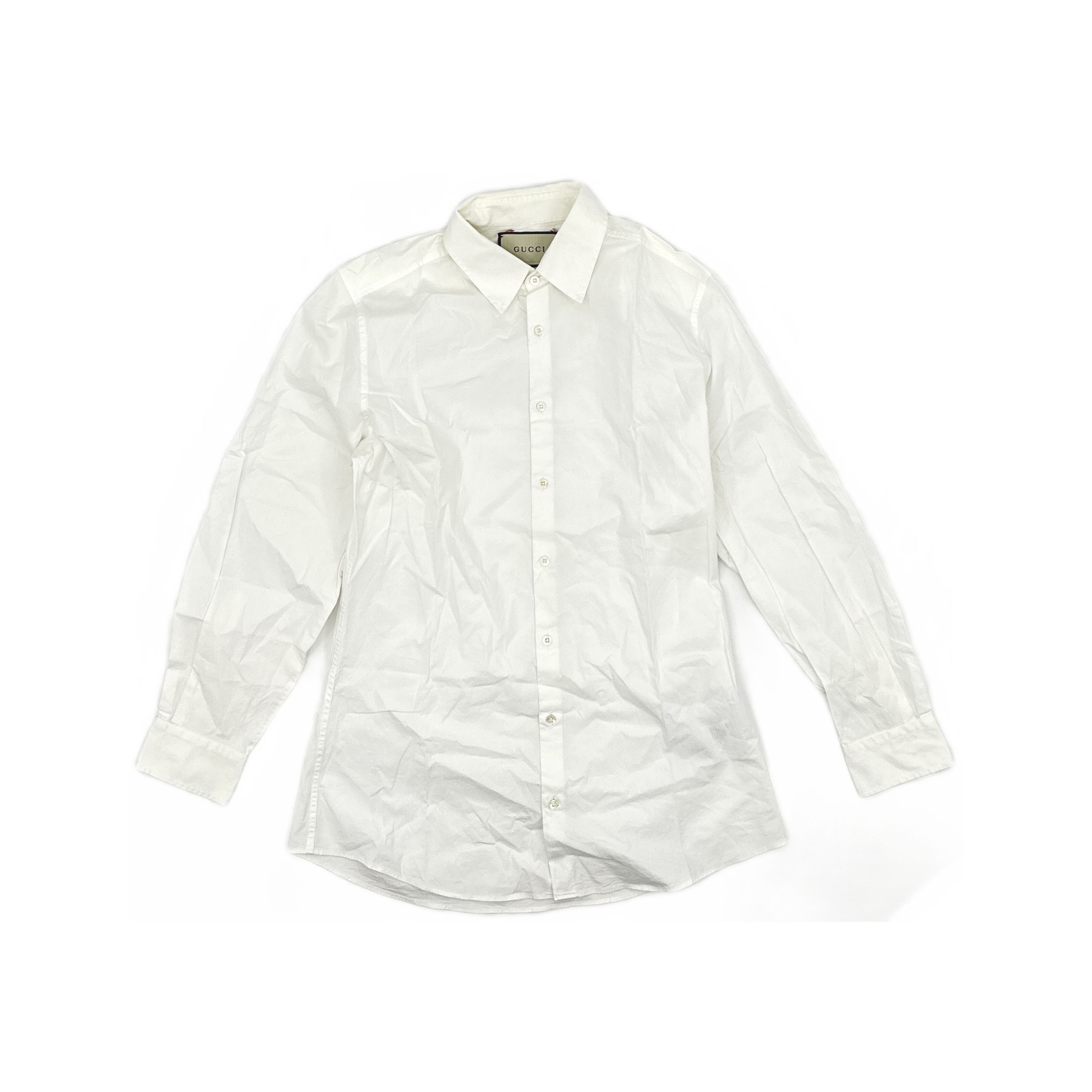 Gucci Gucci Solid White Long Sleeve Shirt 40 / 15.75 Size US M / EU 48-50 / 2 - 1 Thumbnail