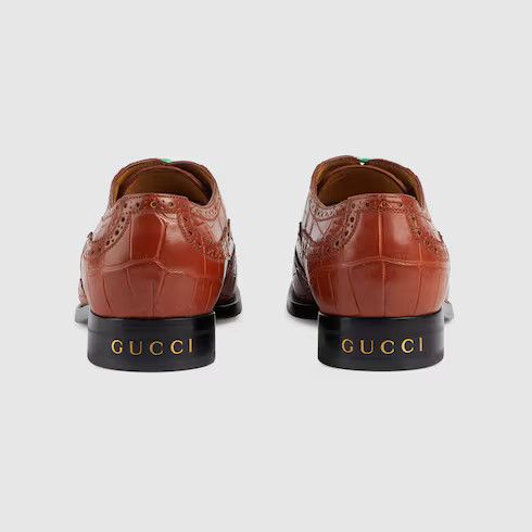 Gucci o1mt1gz0425 Crocodile Lace-Up Shoes in Brown Size US 11 / EU 44 - 4 Thumbnail