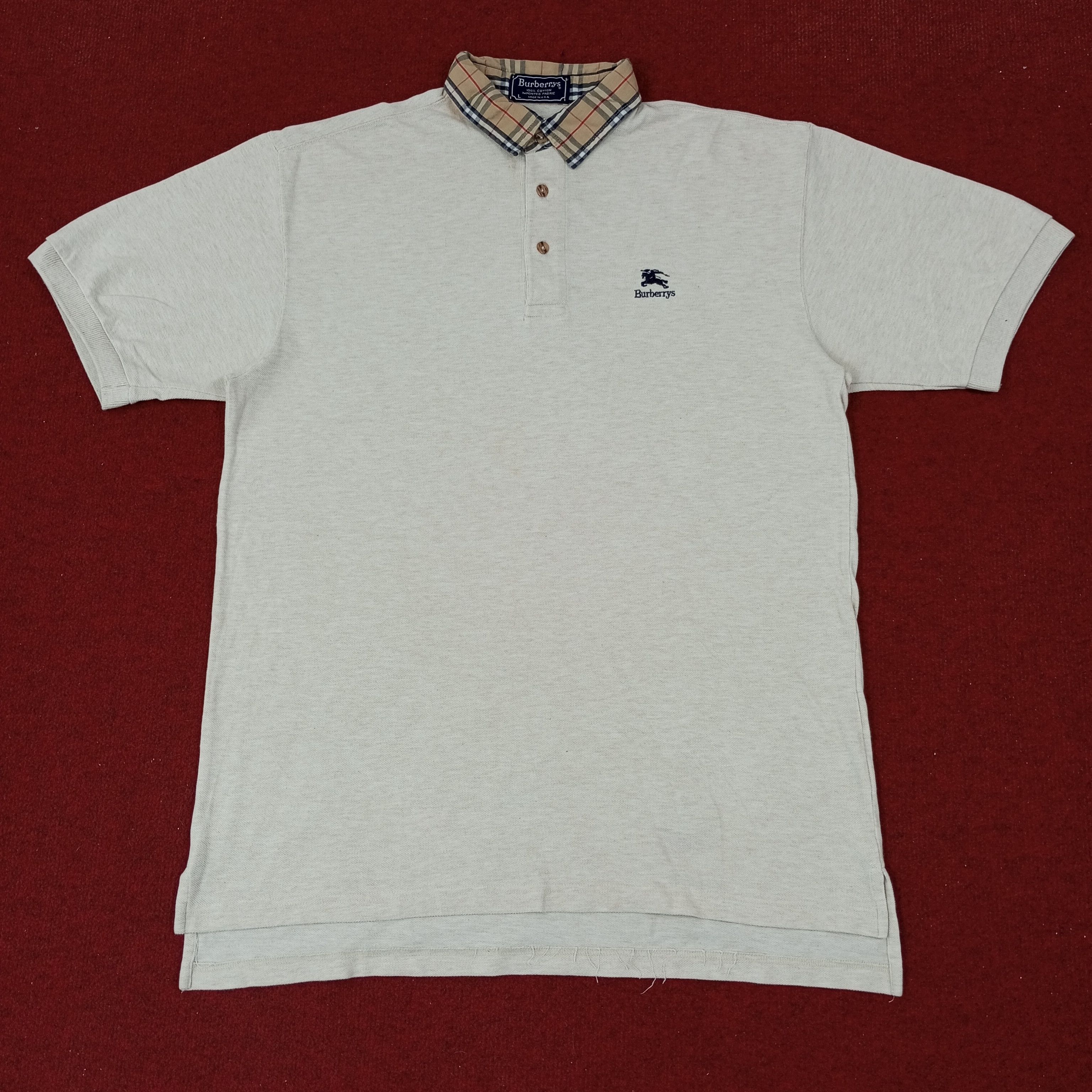 Burberry × Vintage Burberrys Fashion Brand Nova Check Collar Polos c219n74 Size US L / EU 52-54 / 3 - 1 Thumbnail