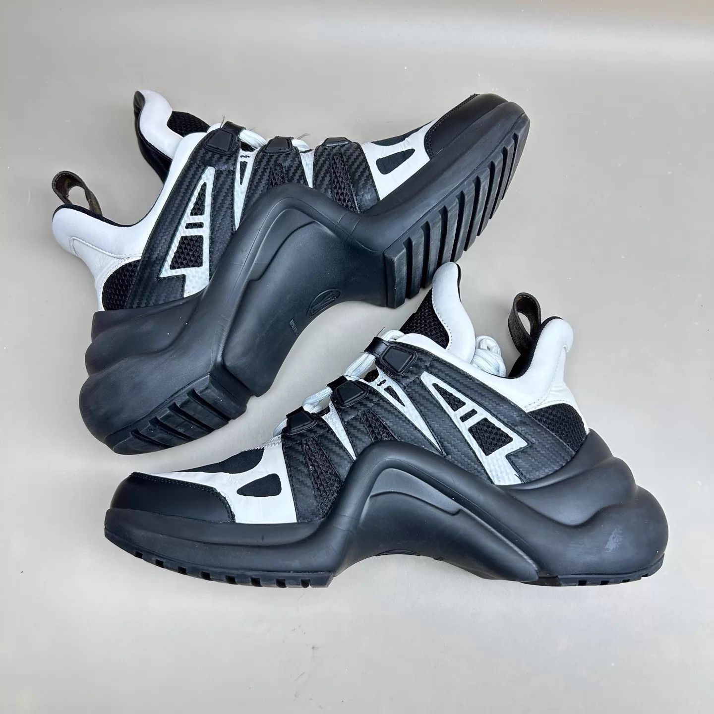Louis Vuitton LV Black White Monogram Lace-Up Dad Sneakers 38.5 95 New Size US 8 / IT 38 - 4 Thumbnail
