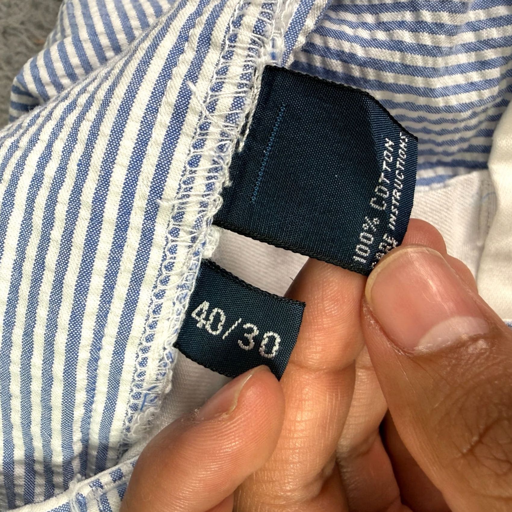 Polo Ralph Lauren Vintage Polo Ralph Lauren Seersucker Pants Mens 40x30 Blue Striped Pleated Size US L / EU 52-54 / 3 - 4 Thumbnail