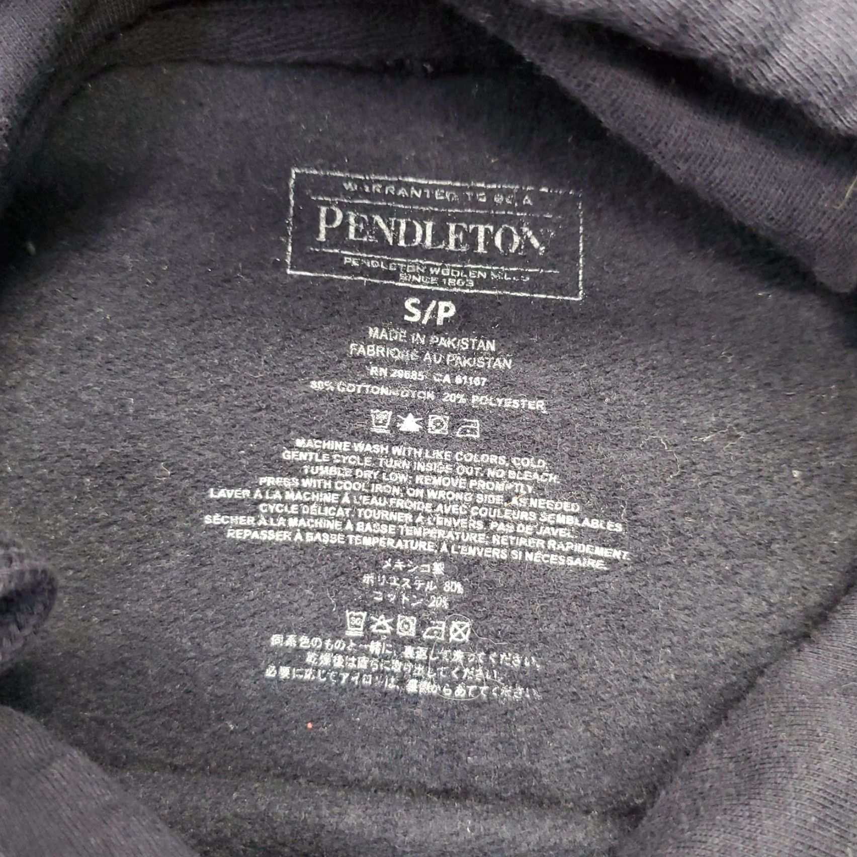 Pendleton Pendleton Mens Hoodie Shirt Navy Logo Pullover Long Sleeve Hooded Woolen Lined Size S Size US S / EU 44-46 / 1 - 6 Thumbnail