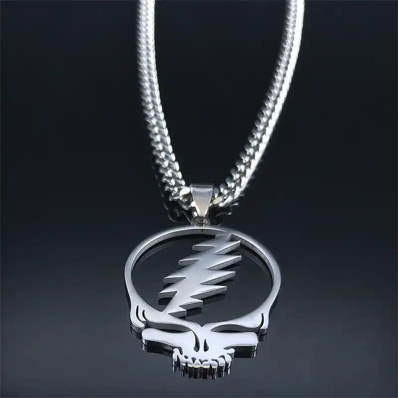 Jewelry Grateful Dead Skull Stainless Steel Chain Necklaces Size ONE SIZE - 3 Thumbnail