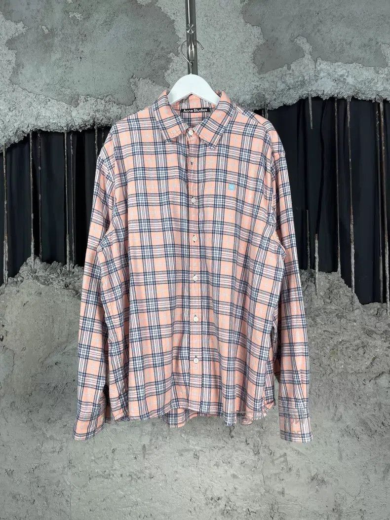 Acne Studios Acne Studios Blue, Pink, and Gray Plaid Smile Long Sleeve Size US M / EU 48-50 / 2 - 1 Thumbnail