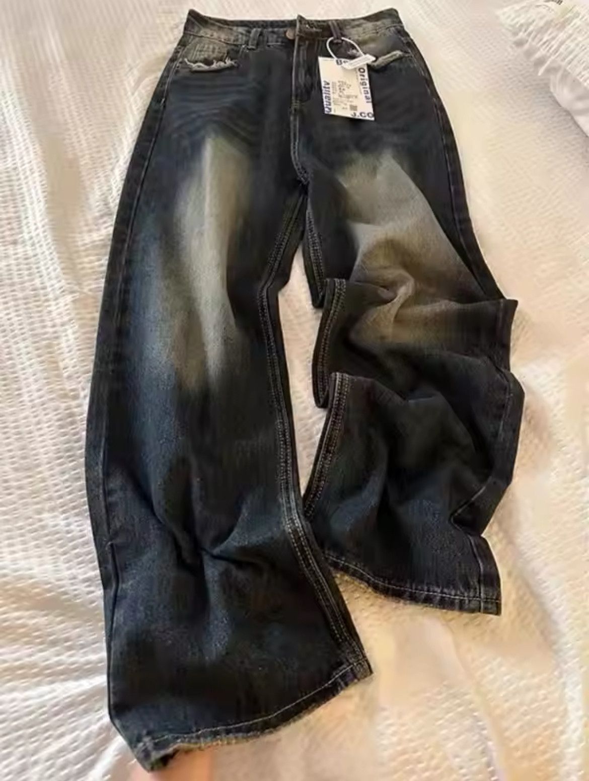 Japanese Brand × Jean Y2k Streetwear high waisted wide leg jeans Size 29" - 6 Thumbnail
